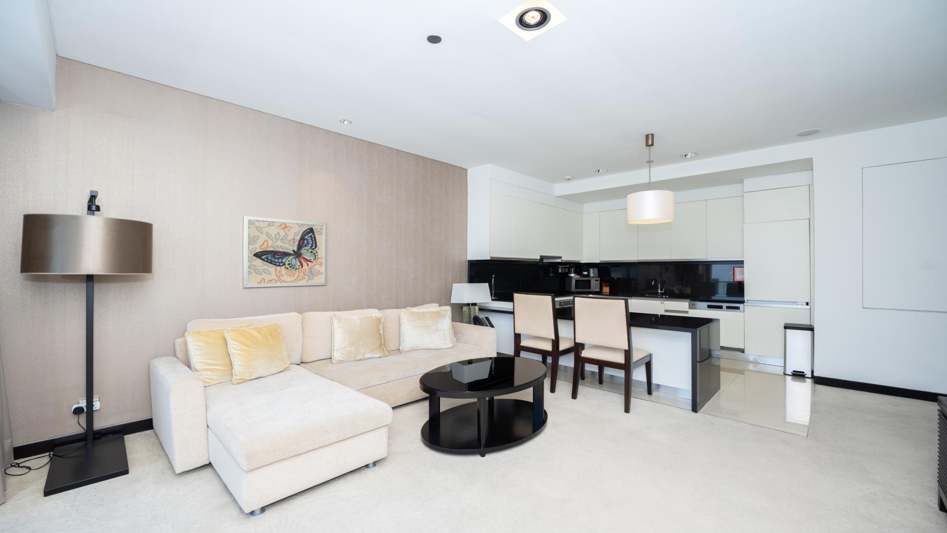 Furnished balcony with panoramic views of Dubai Marina skyline from JW Marriott Hotel apartment