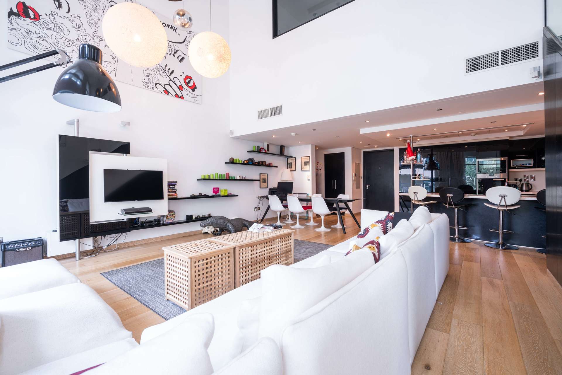 Balcony view of lush greenery in 1-bedroom duplex, The Lofts, Downtown Dubai