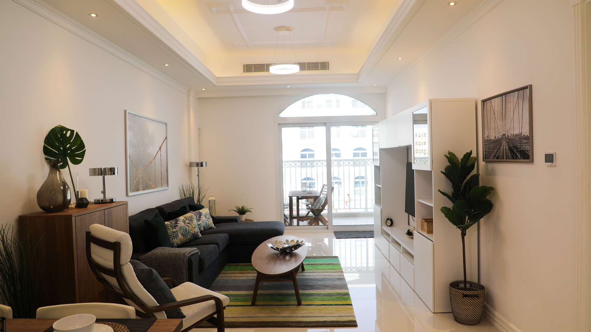 Luxurious hallway at Vincitore Palacio, Arjan, Dubailand with elegant design and modern finishes