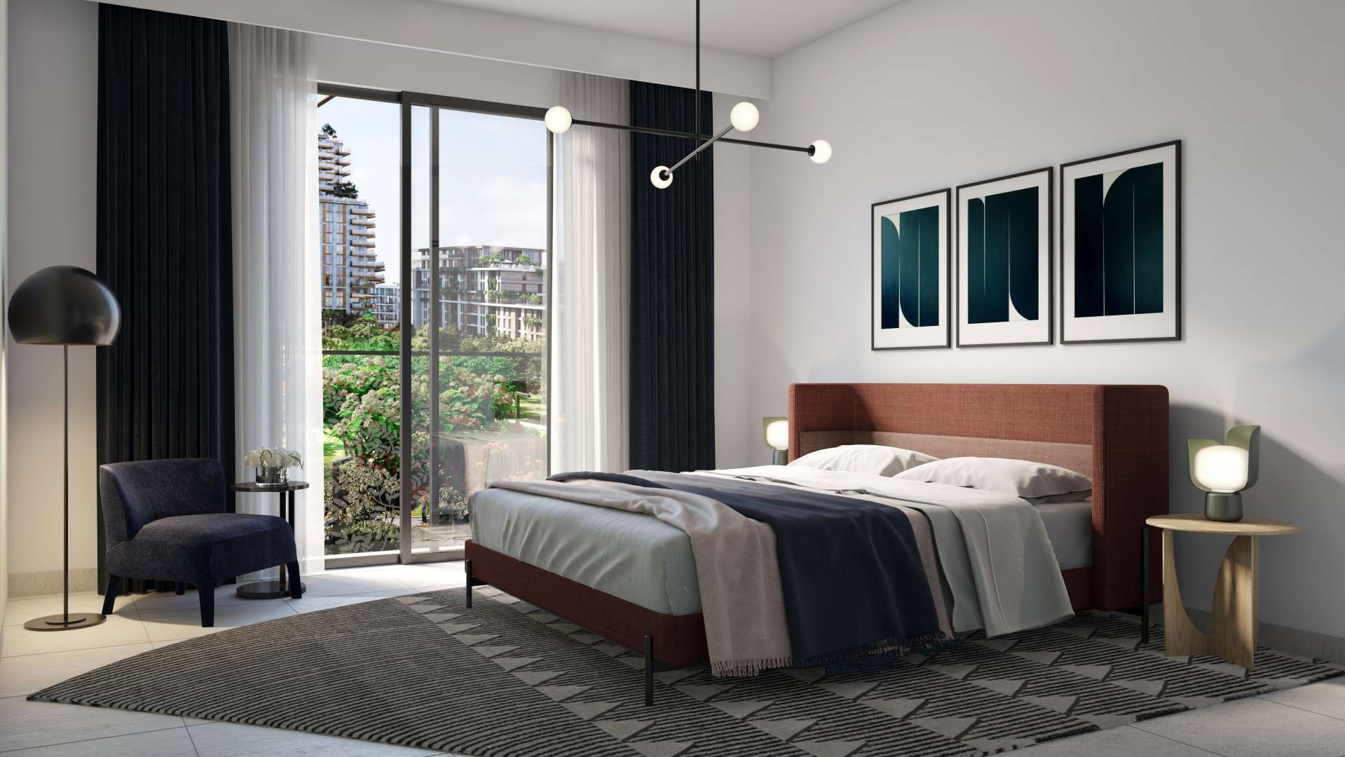 Modern kitchen and dining area in 1-bedroom apartment, Viridian, City Walk, for sale