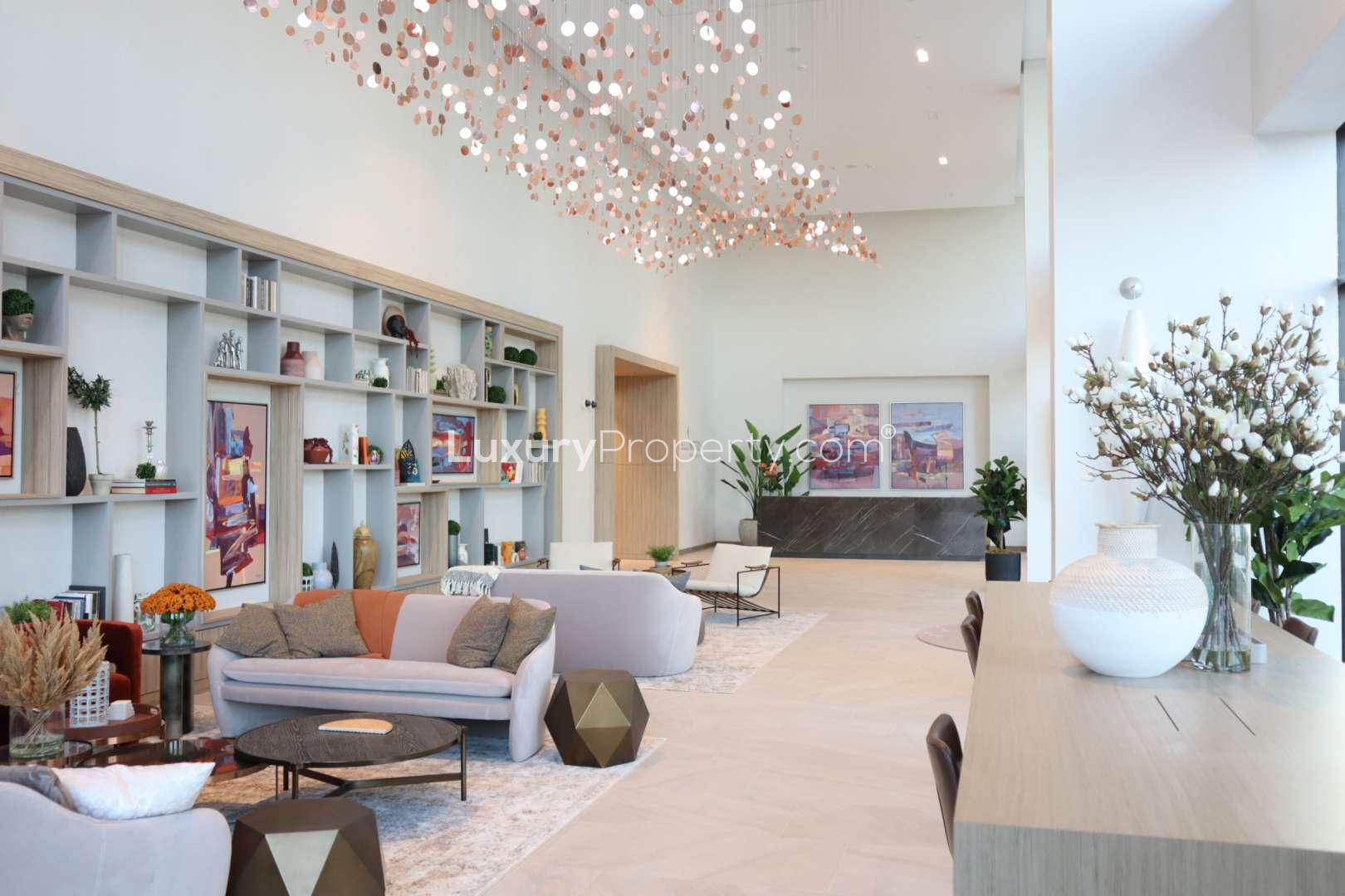 High-floor Wilton Terraces apartment pool area, MBR City, 1-bedroom rental