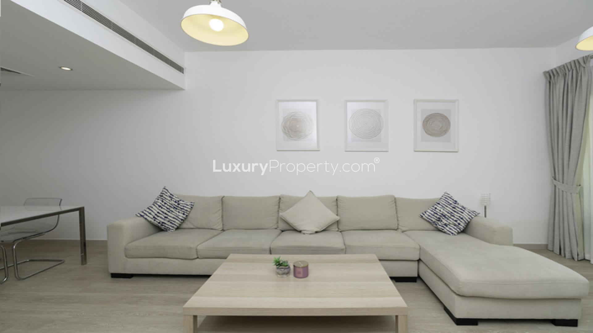 Outdoor seating area in upgraded 1-bedroom apartment, Al Thayyal 4, The Greens