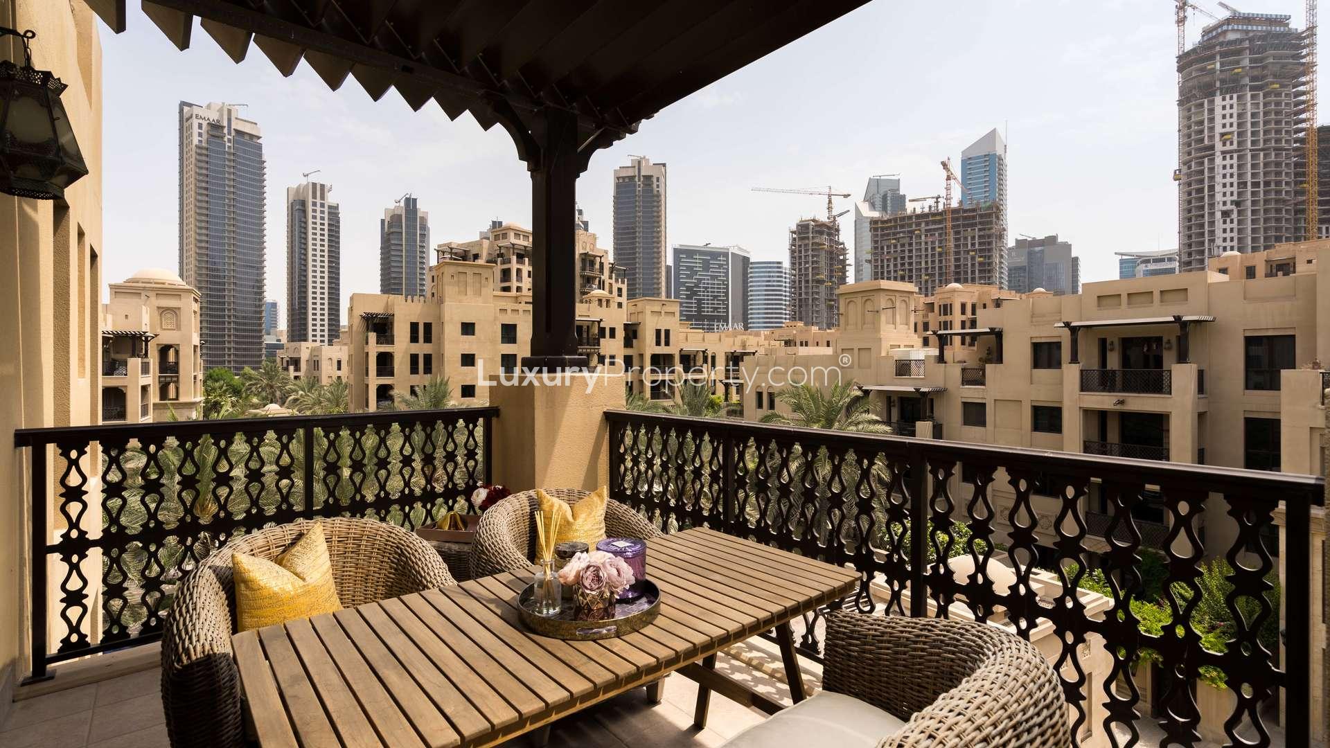 Stunning Old Town apartment living room with balcony garden views and elegant decor