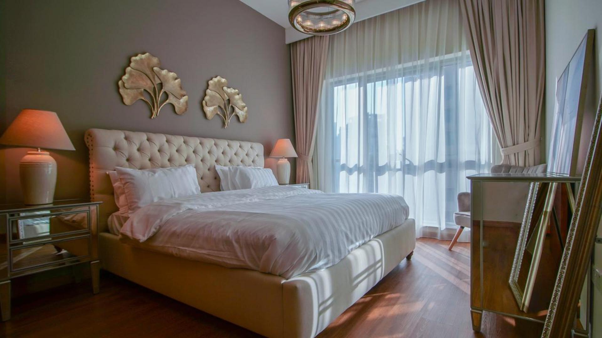 Balcony view of Downtown Dubai skyline and Burj Khalifa from Boulevard Central Towers apartment