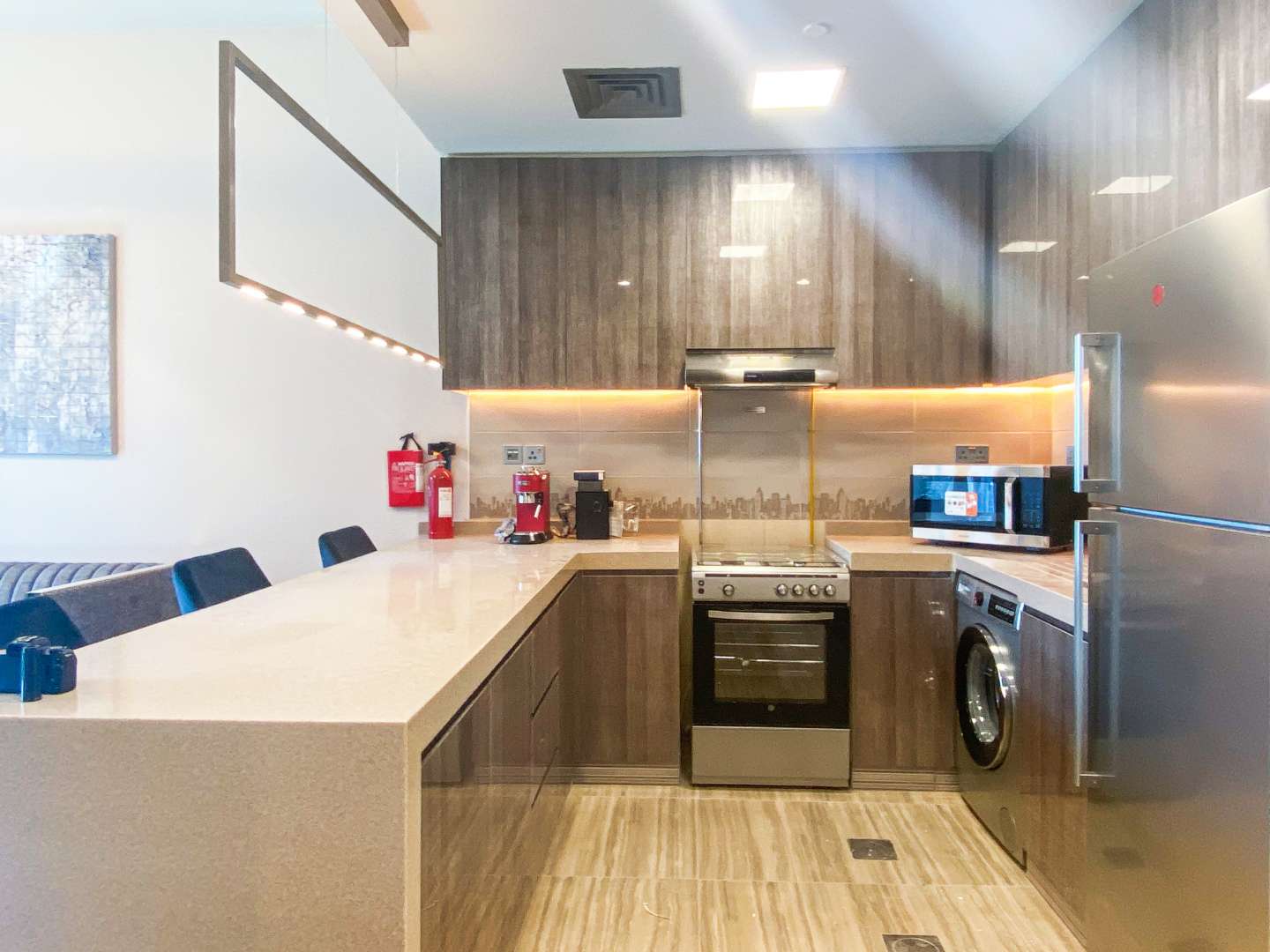 Modern living room and kitchen in 1-bedroom apartment, MBL Residences, JLT