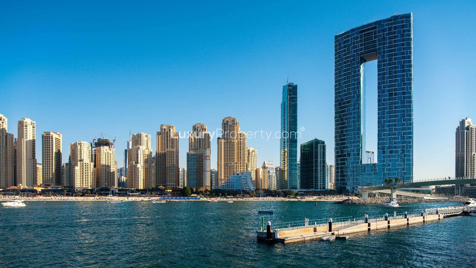 Contemporary Jumeirah Beach Residence apartment with full marina view, Address Jumeirah Resort and Spa