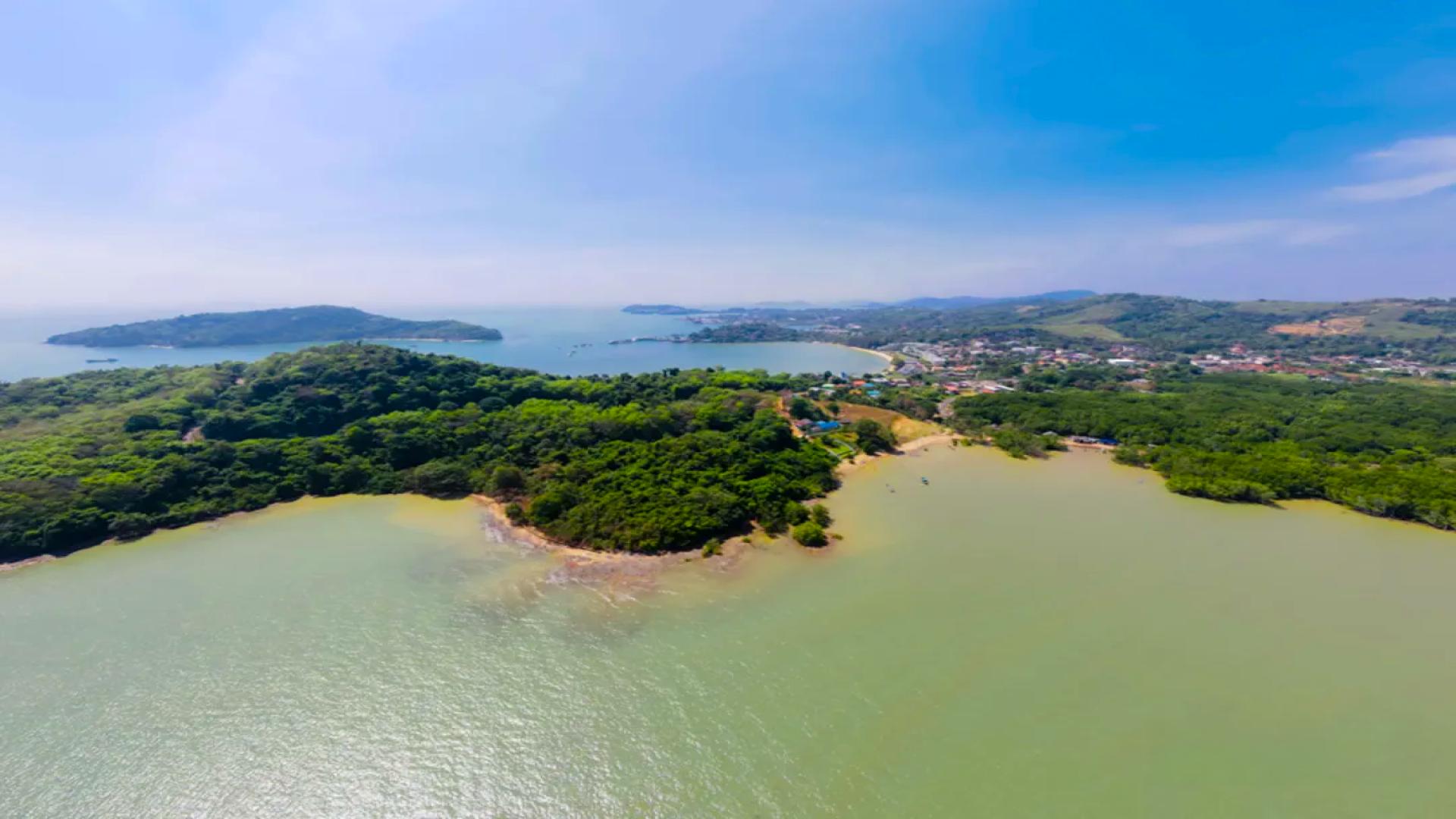 Aerial view of prime sea-view land for sale in Cape Panwa, Phuket