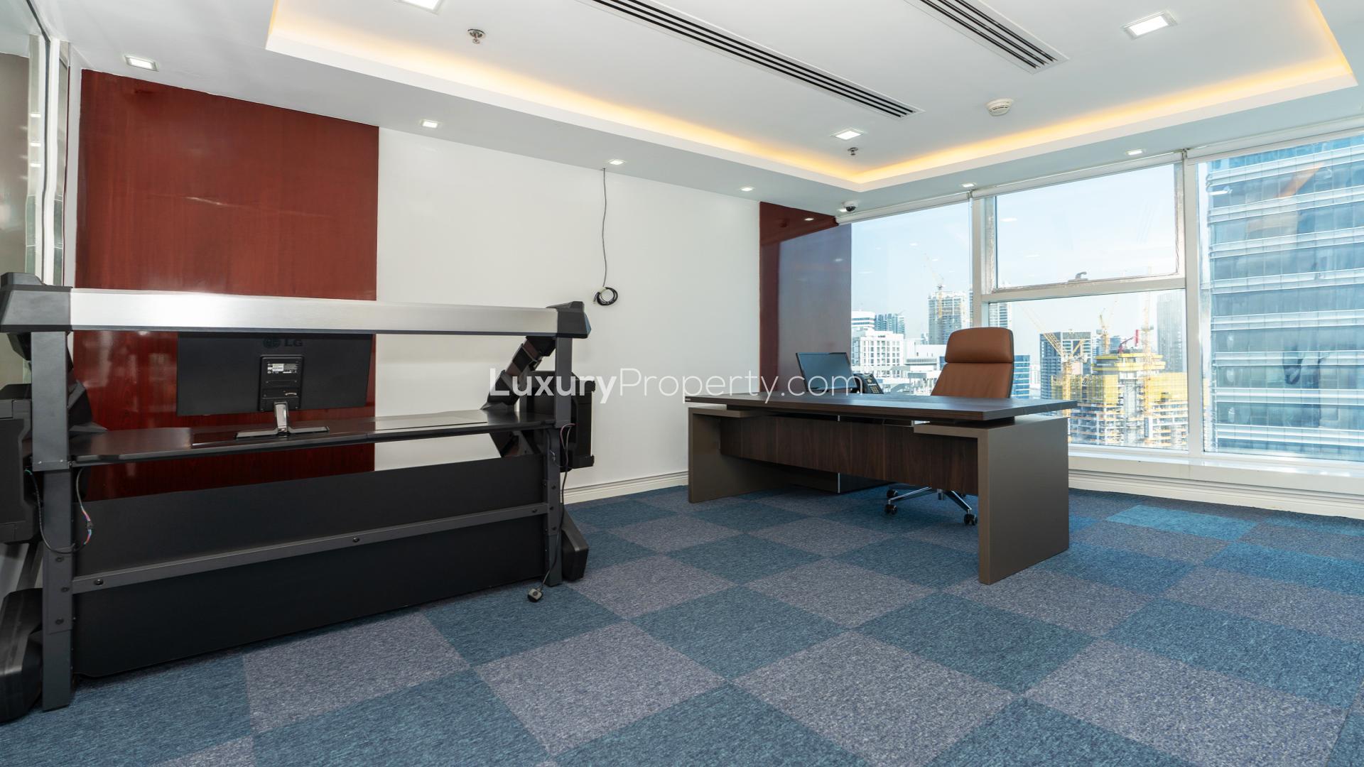 Skyline view from Al Manara Tower office space in Business Bay for rent