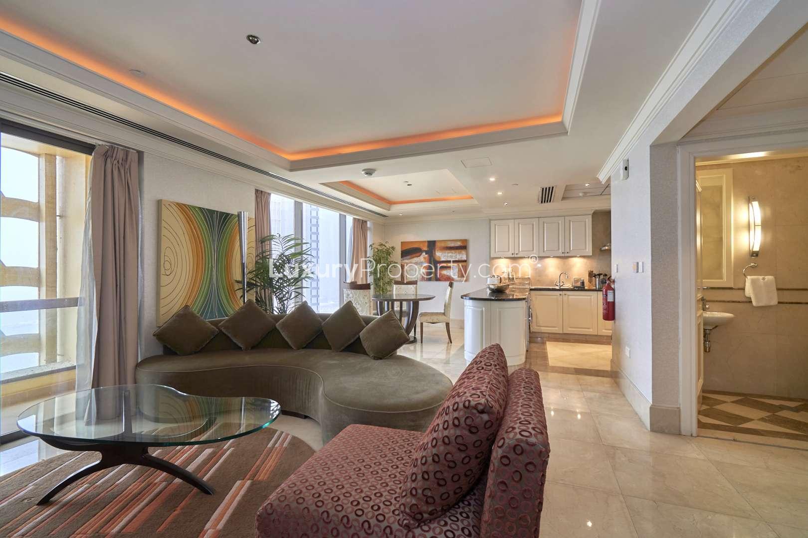 Dining area in furnished one-bedroom duplex penthouse, Murjan 4, Jumeirah Beach Residence