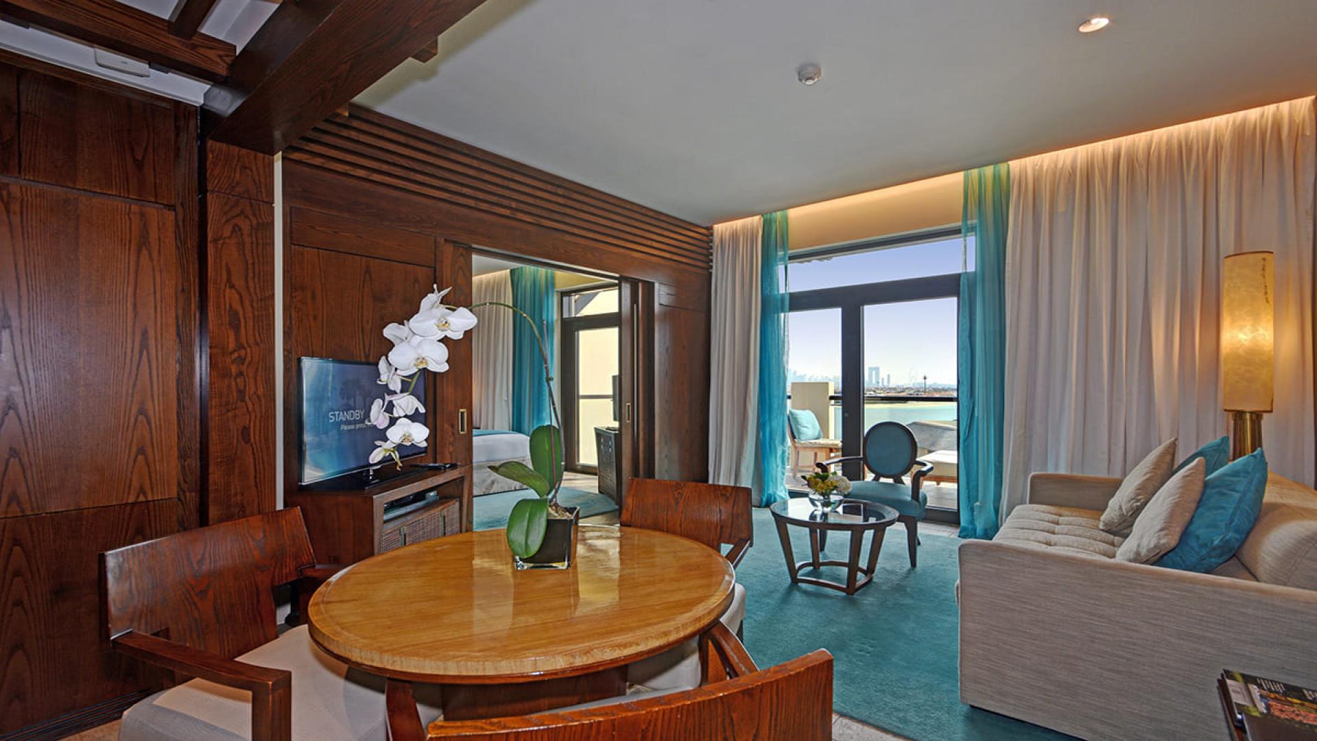Luxury 1-bedroom apartment interior at Sofitel The Palm, Palm Jumeirah, featuring modern decor