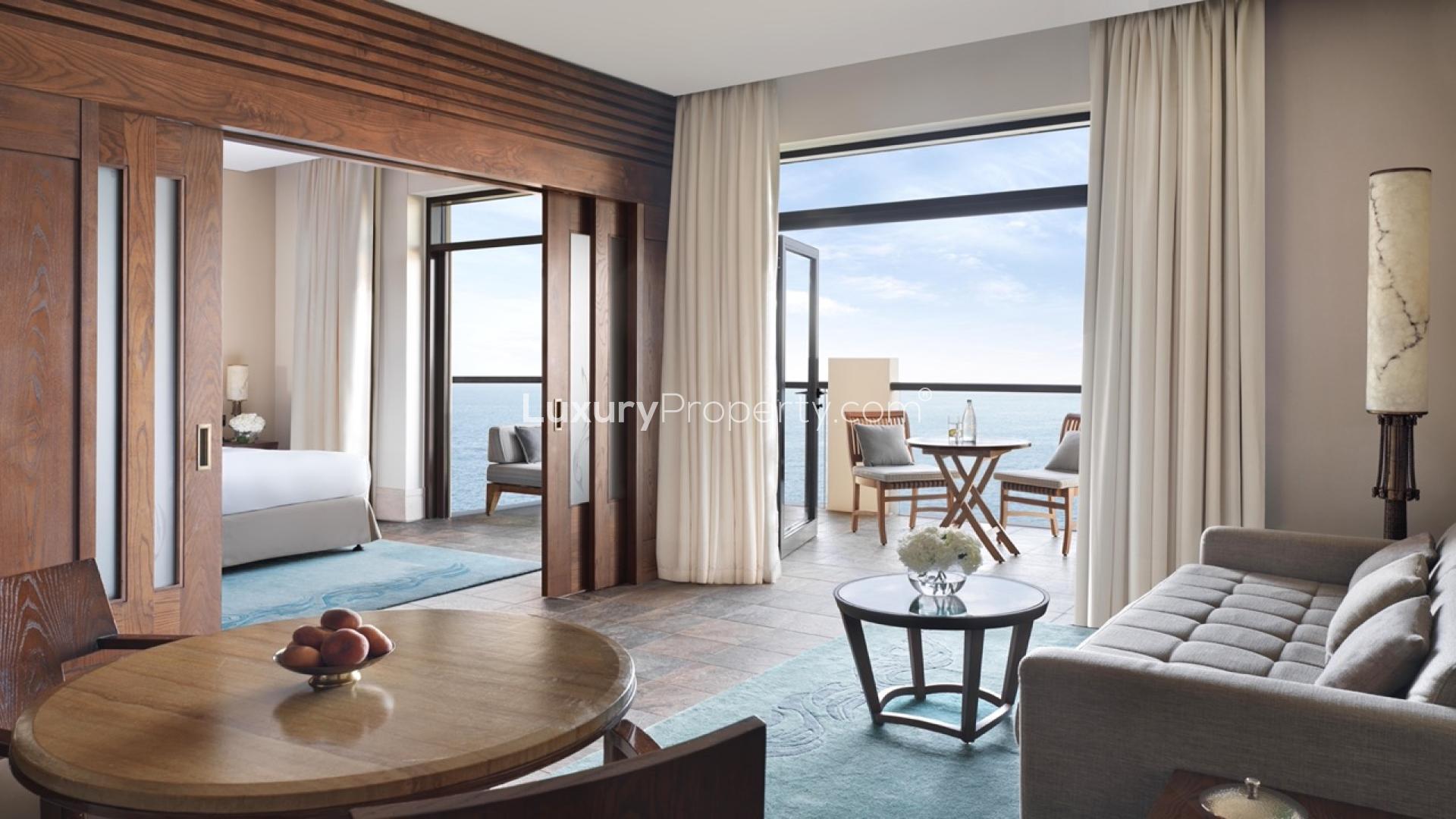 Luxury 1-bedroom apartment interior at Sofitel The Palm, Palm Jumeirah, elegant living space