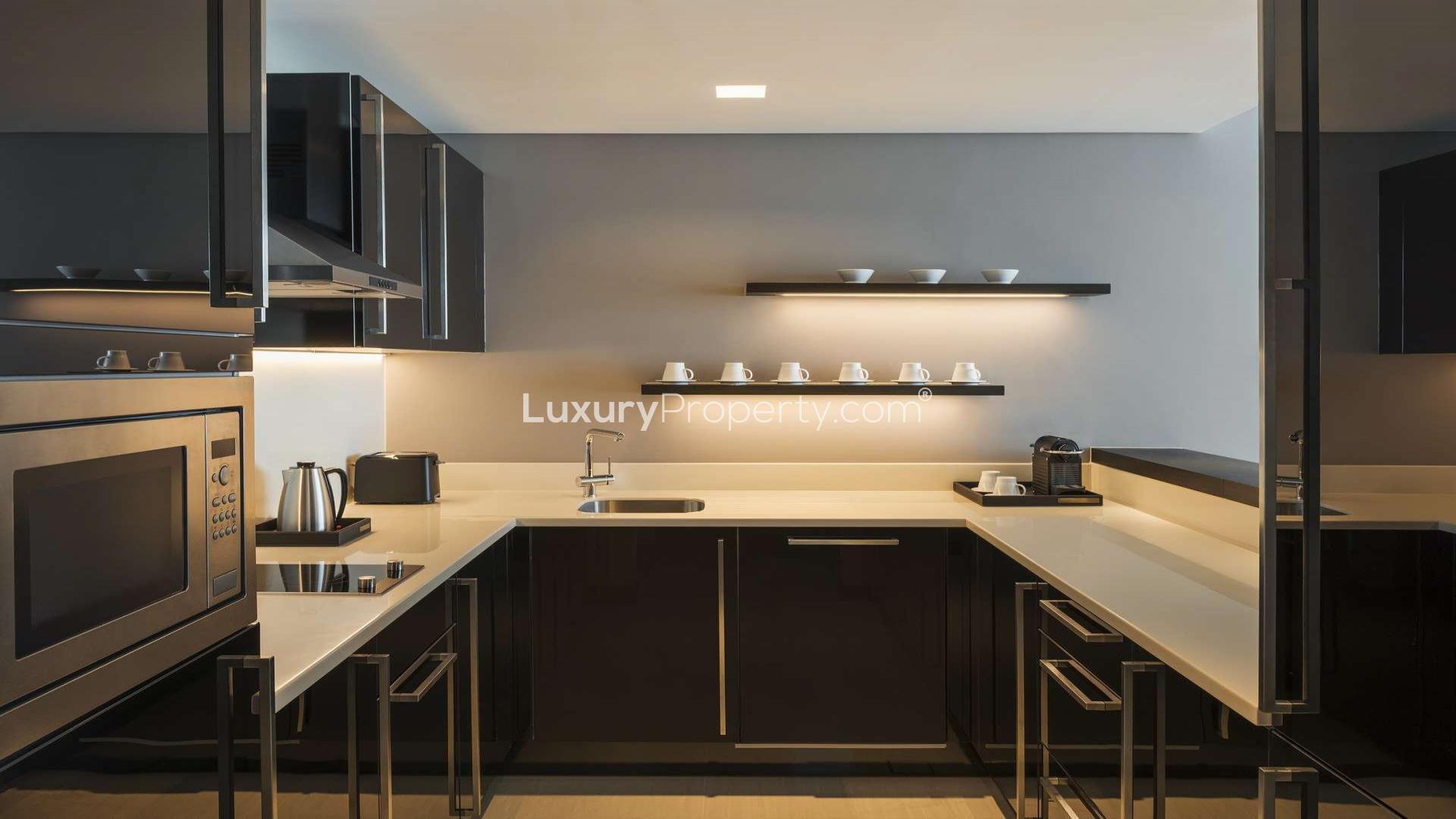 Modern living room in one-bedroom apartment, Sheraton Grand, Sheikh Zayed Road, Downtown Dubai rental