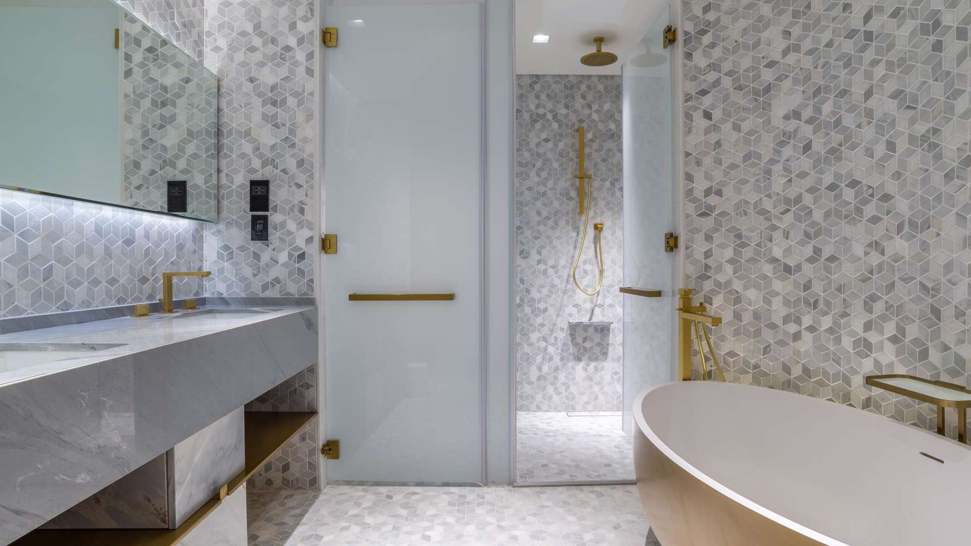 Luxury one-bedroom apartment interior with modern design in FIVE, Palm Jumeirah