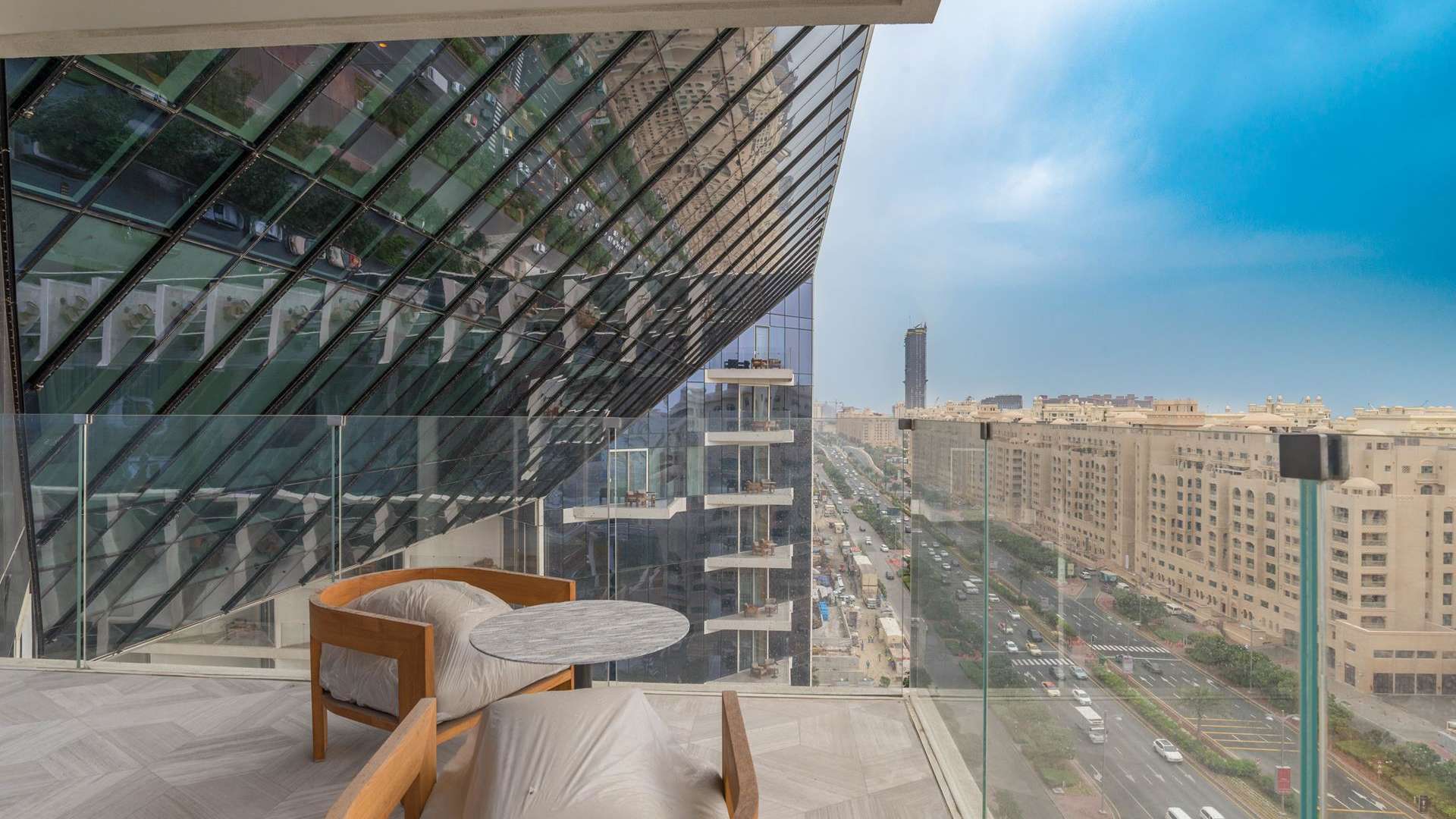 Luxurious bathroom with modern gold fixtures in Palm Jumeirah apartment, FIVE Dubai