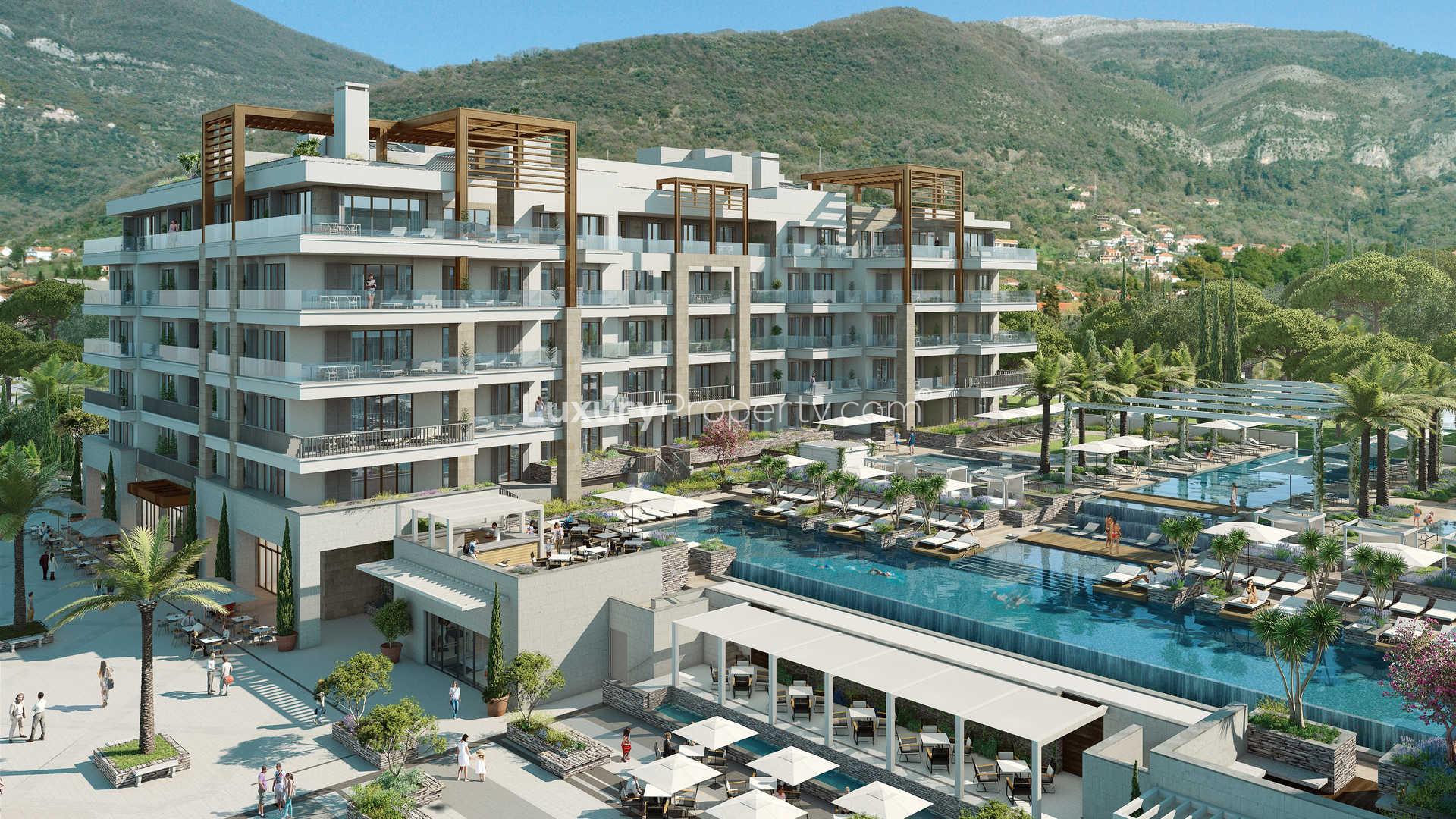 Luxurious serviced apartment with pool view at Regent Pool Club Residences, Porto Montenegro