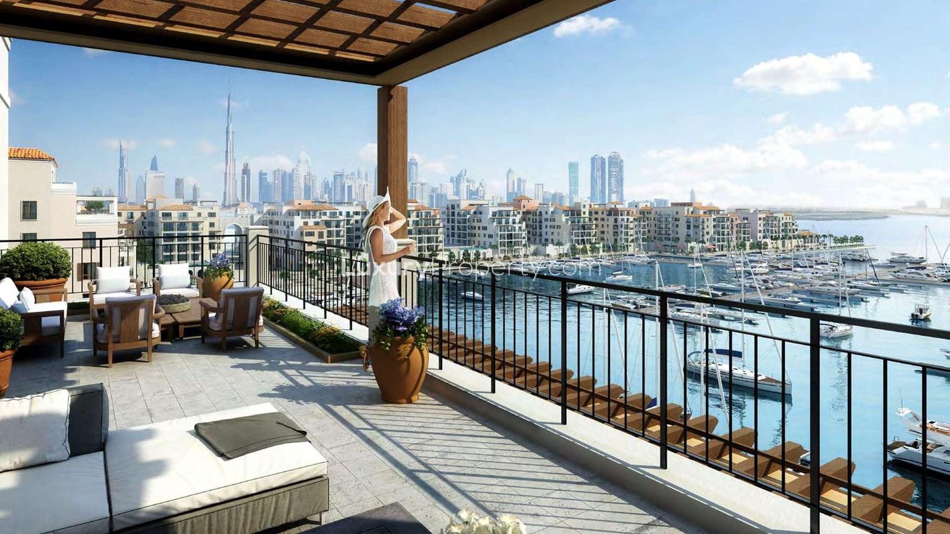 1 Bedroom Apartment in Port De La Mer with Pool and Marina View at Sunset