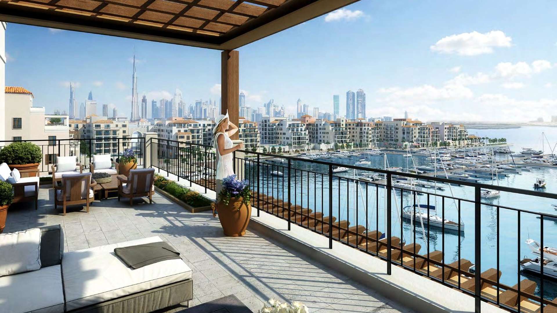 1 Bedroom Apartment in Port De La Mer with Pool and Marina View at Sunset