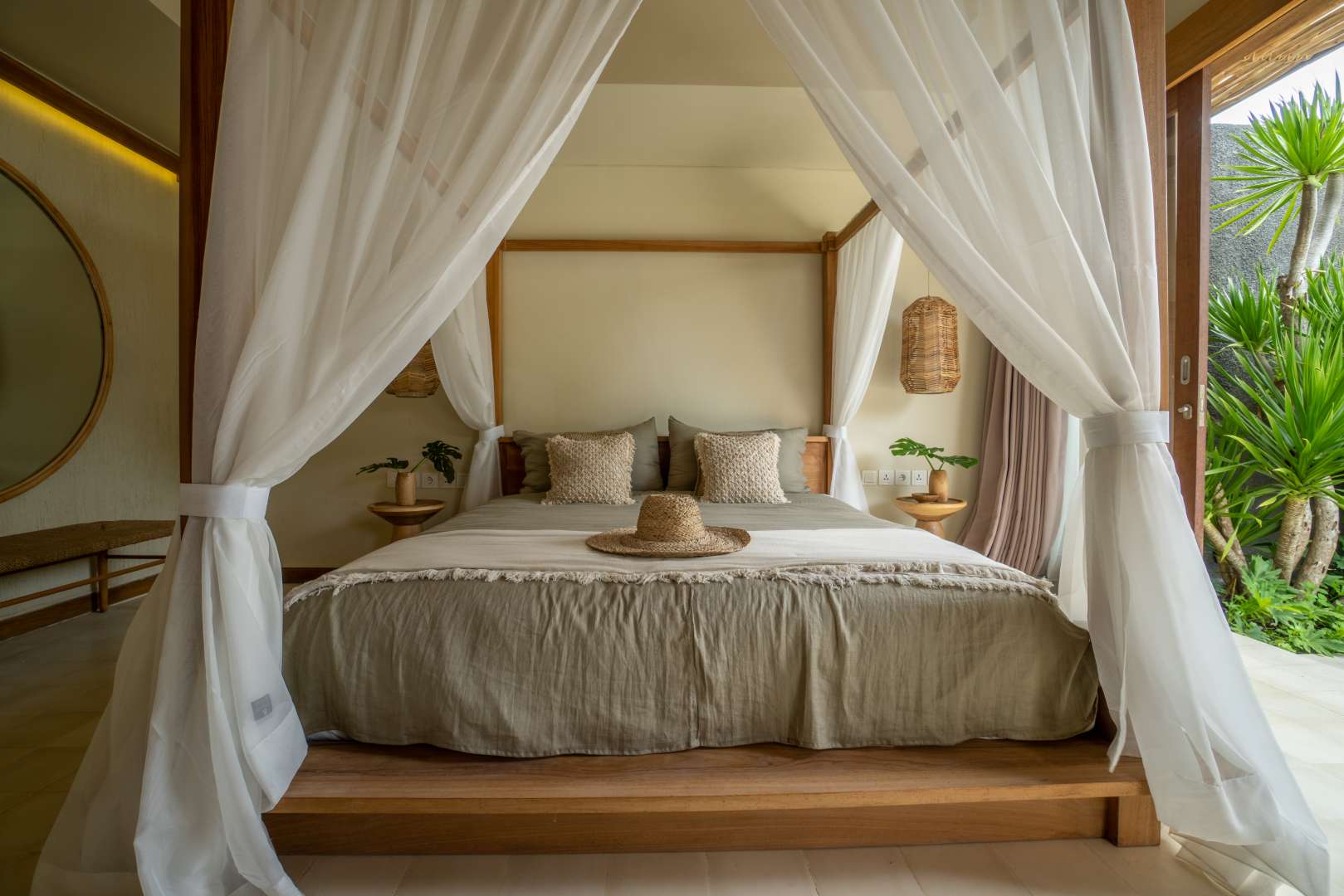 Luxurious bedroom in one-bedroom villa at Cocana Resort, Lombok with pool view