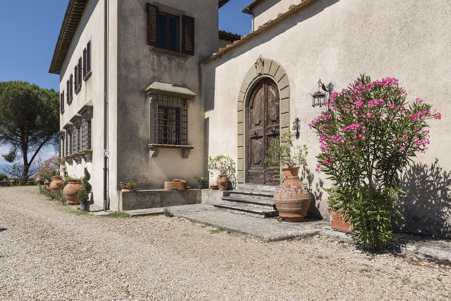 Exterior view of charming 14th-century villa in Florence's Villa Belvedere community