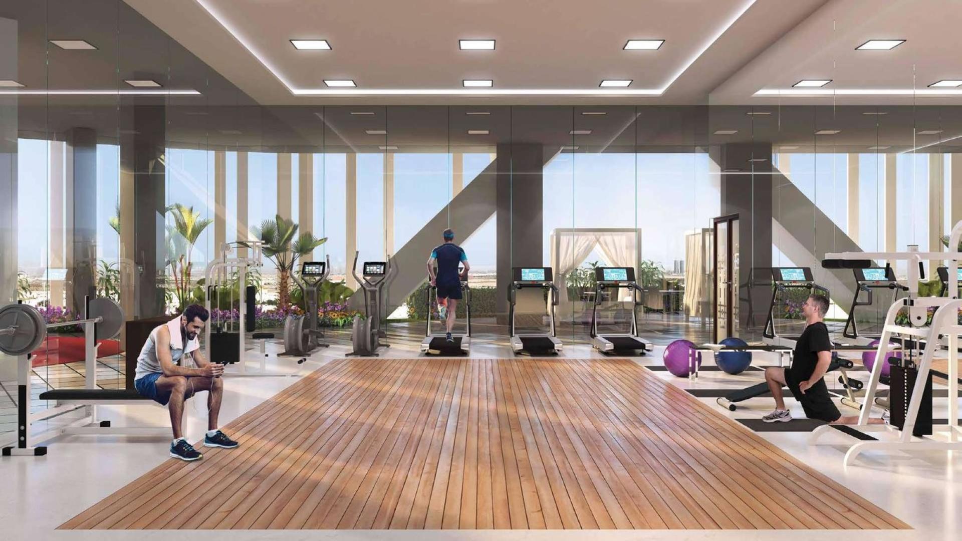 Modern furnished studio apartment interior at Bayz Tower, Business Bay with city view