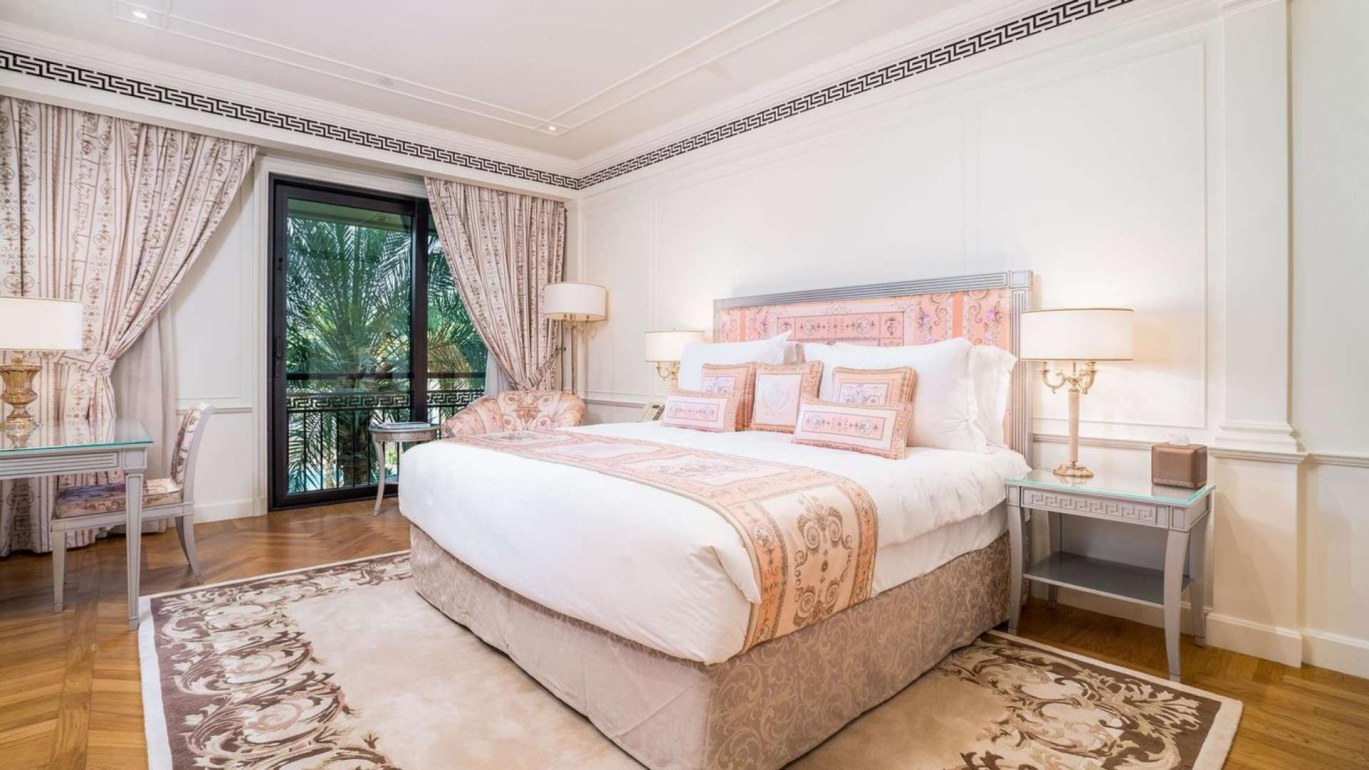 Luxurious living room in 4-bedroom townhouse, Palazzo Versace Residences, with pool view