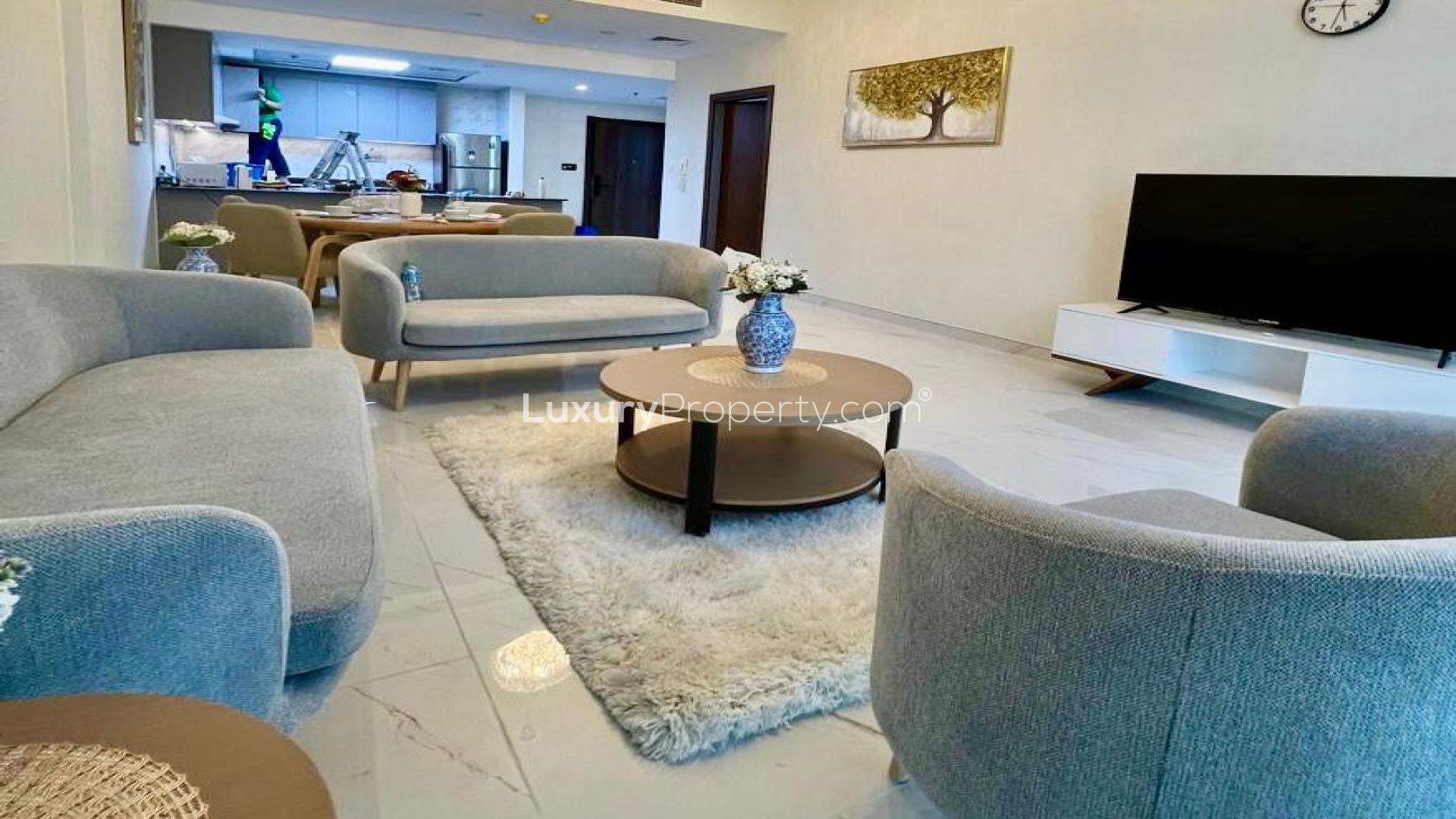 Luxurious bedroom interior in M.K Residences 2, Jumeirah Village Circle, for sale