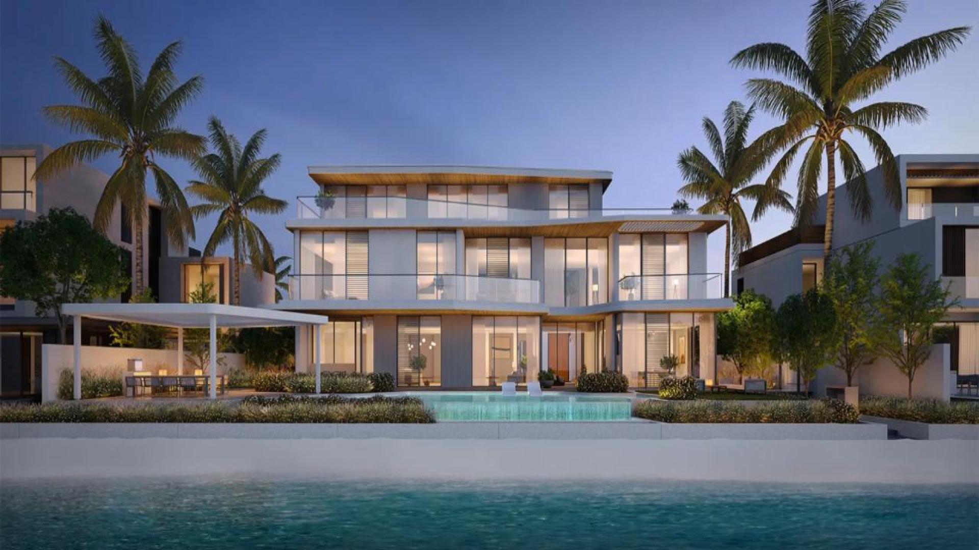 Luxurious living room with waterfront view in Garden Homes, Palm Jebel Ali property for sale