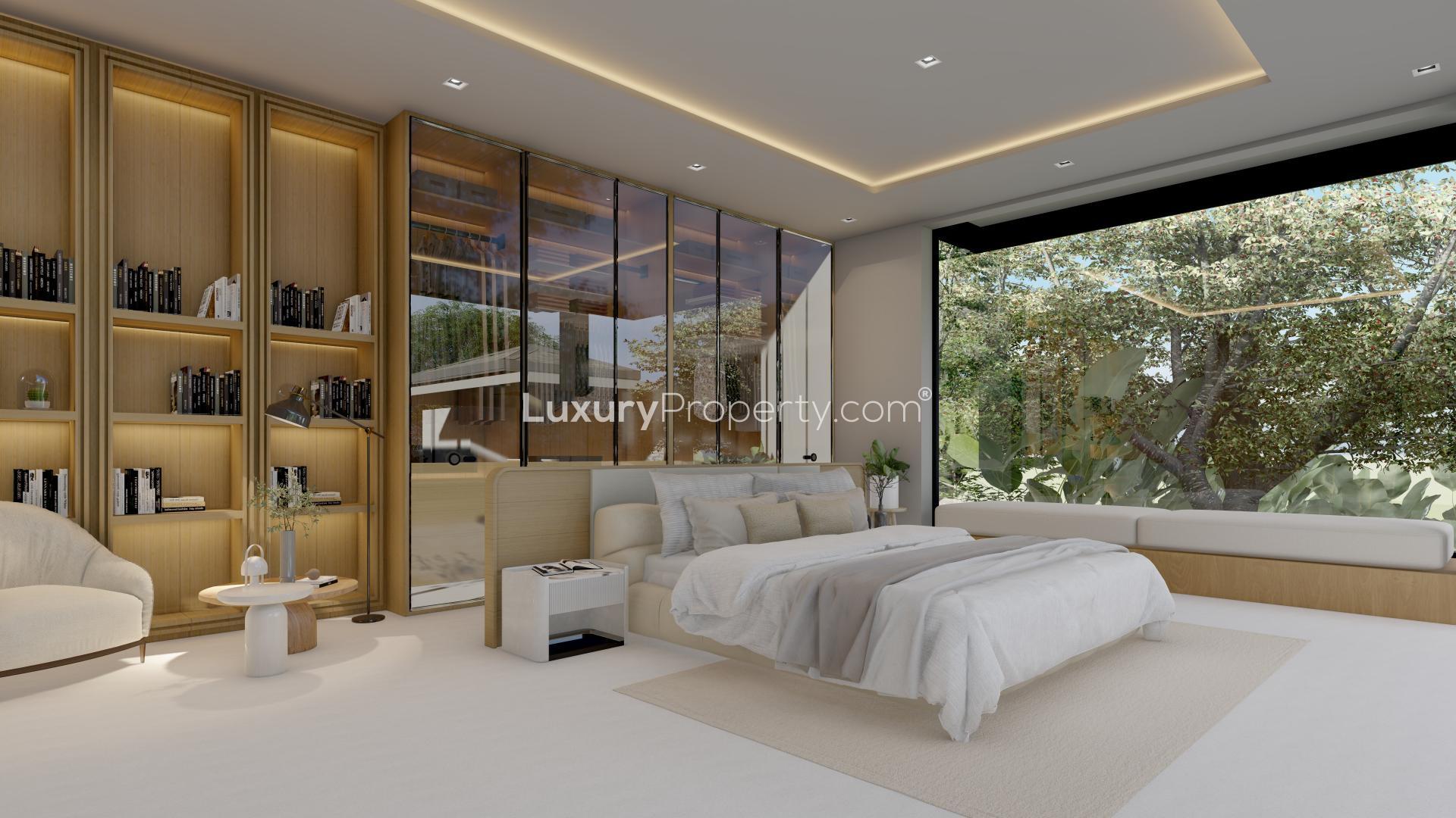 Luxury 4-bedroom villa exterior at sunset in Prestige Villas Phuket for sale