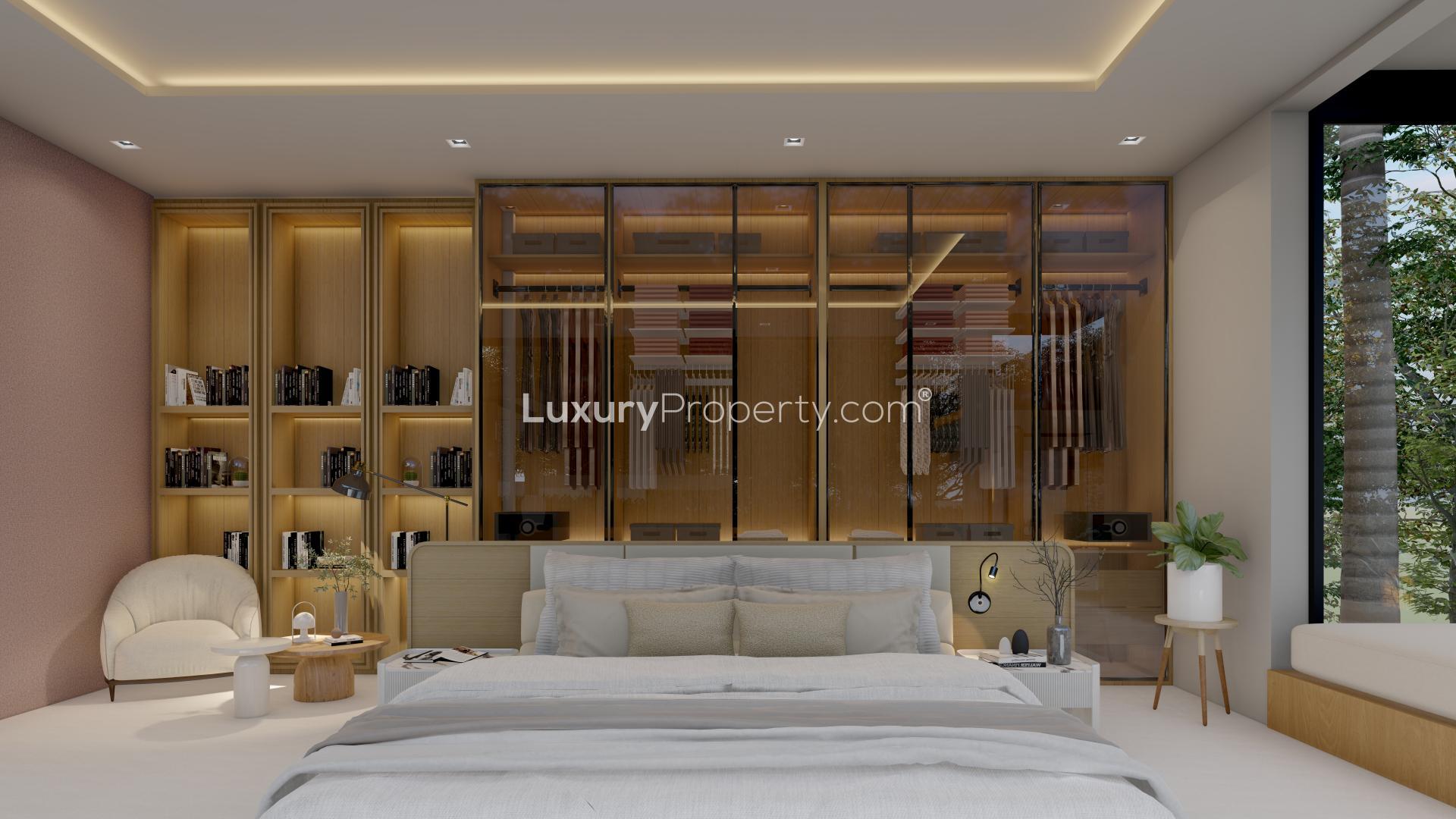 Luxury villa in Phuket with modern design, pool, and spacious outdoor area for relaxation