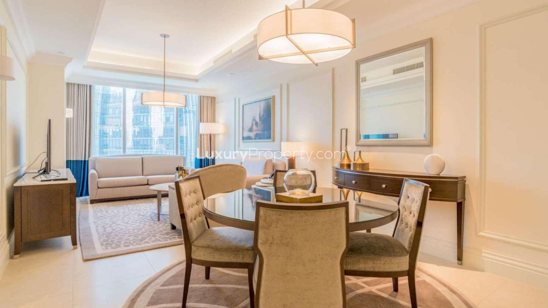 Apartment balcony with Burj Khalifa view, Downtown Dubai, The Address The BLVD