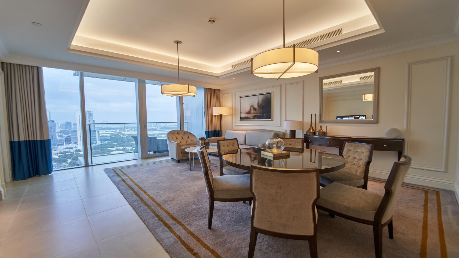 Brand new high floor apartment living room with city view in Downtown Dubai