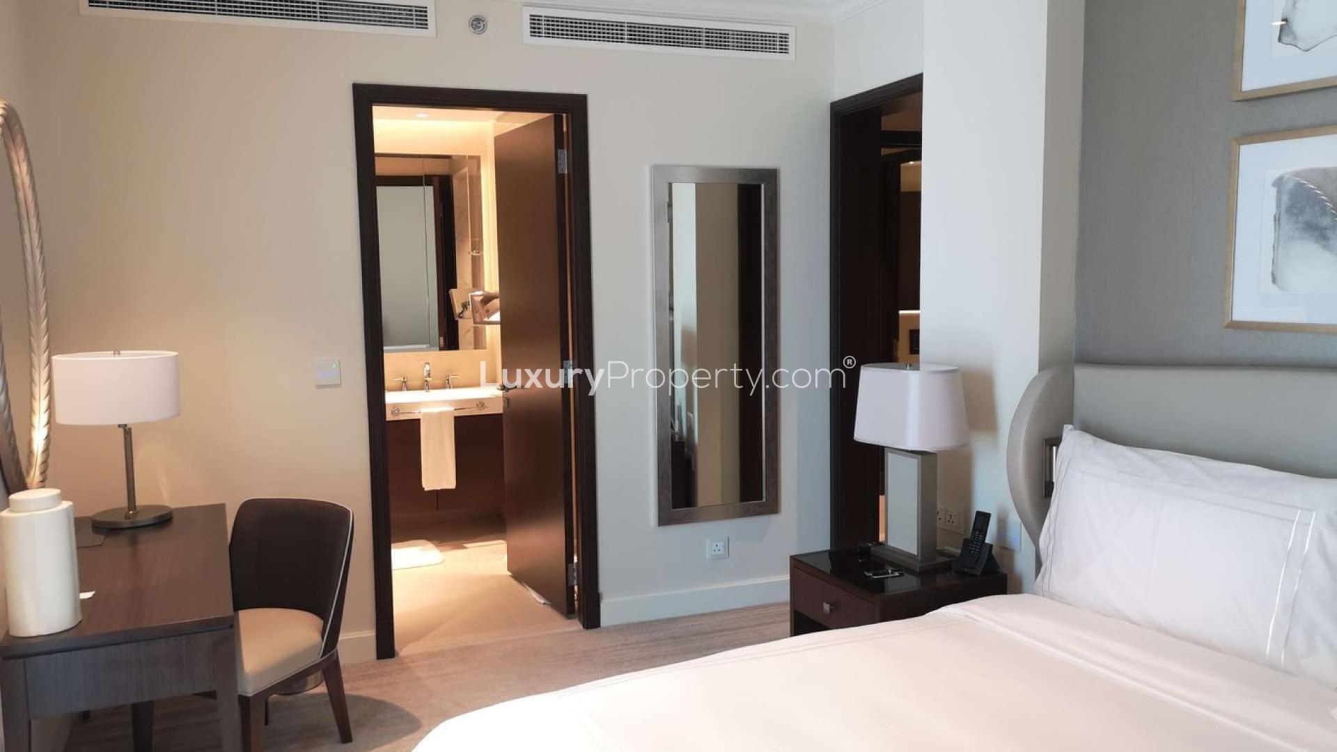 Elegant living room in 2-bedroom apartment, Address Fountain Views, Downtown Dubai, available for rent