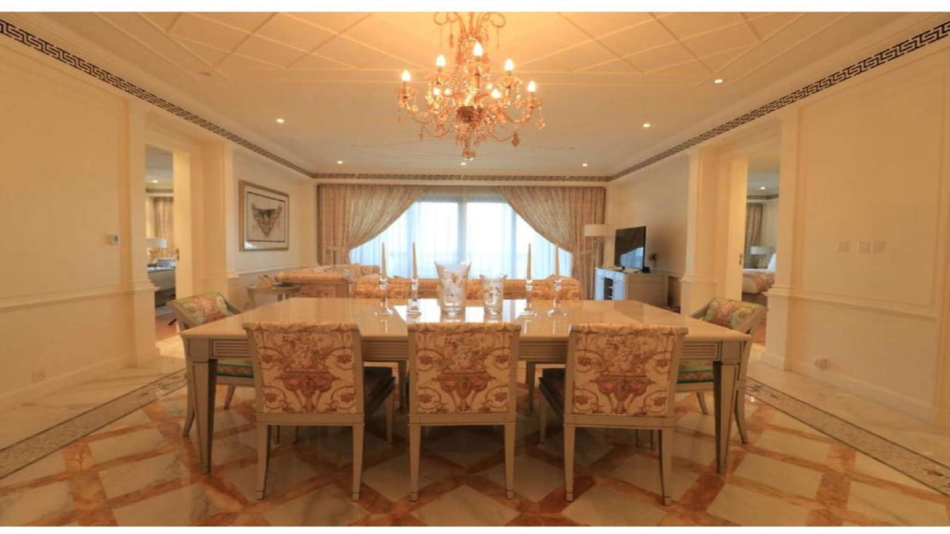 Elegant living room in 2-bedroom apartment, Palazzo Versace Dubai, with luxurious furnishings