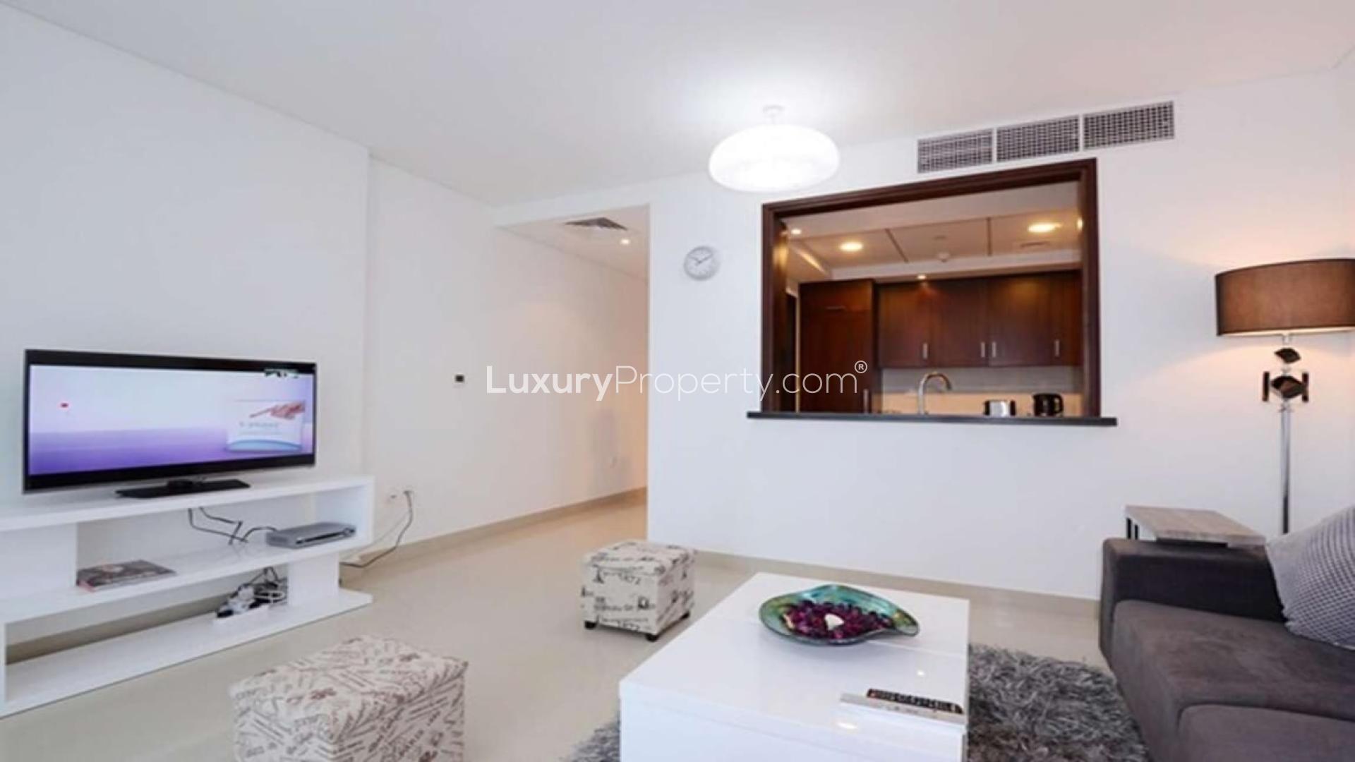 Scenic view of iconic Dubai fountain near 29 Boulevard apartment, Downtown Dubai