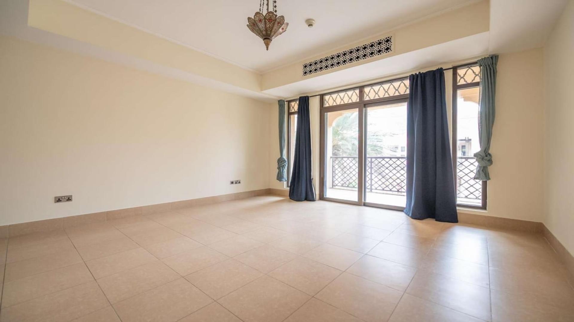 Empty bedroom with tiled floor in Kamoon, Old Town, Downtown Dubai apartment for rent