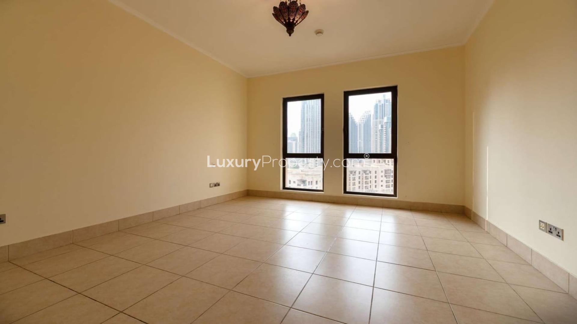 Balcony view of Burj Khalifa from 2-bedroom apartment in Reehan, Old Town, Dubai