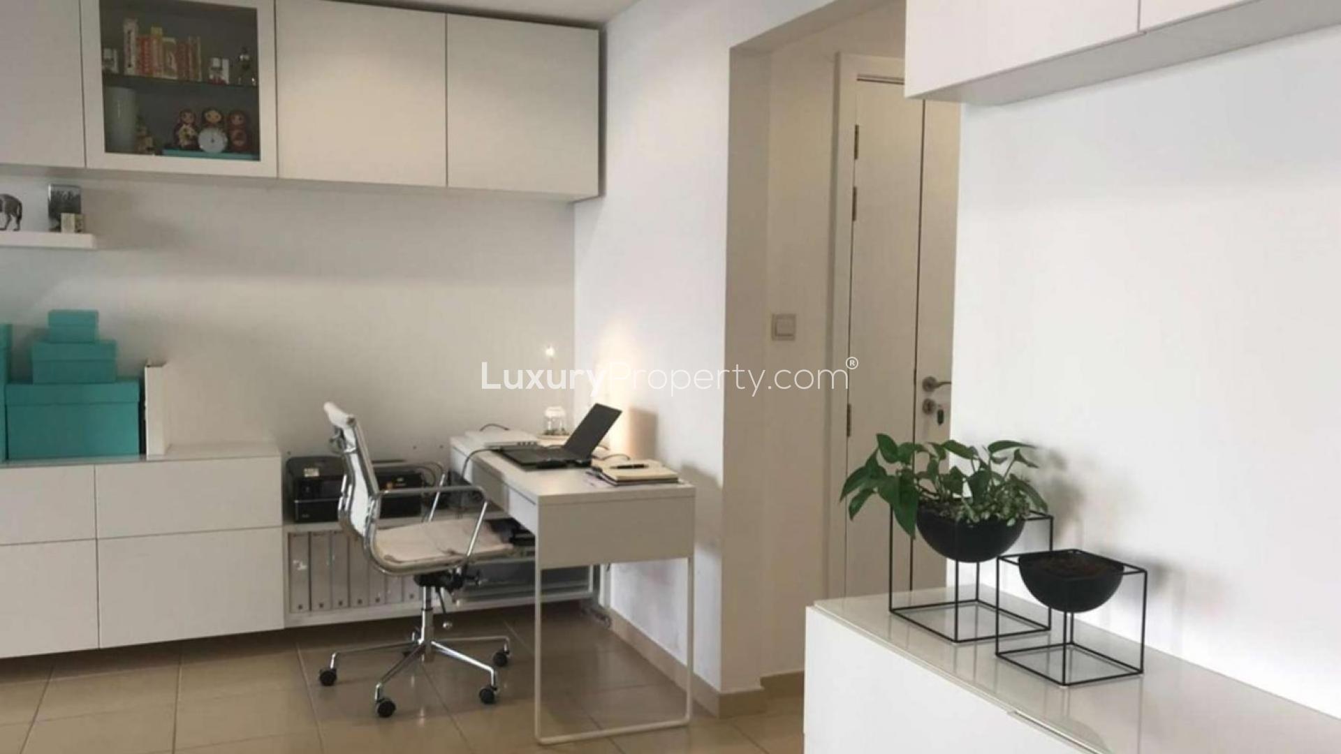 Modern living room in Shams Tower 4 apartment, JBR, with stylish decor and natural light