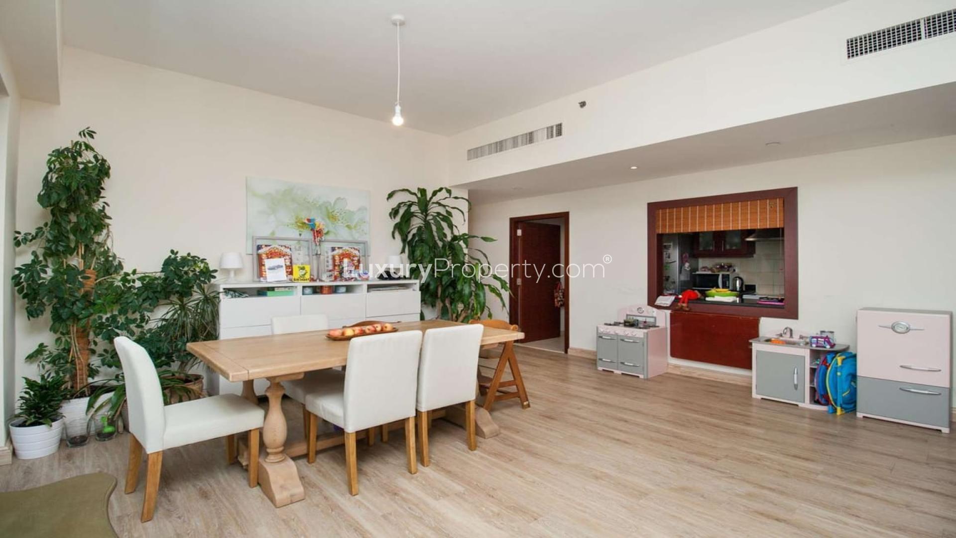 Stunning Jumeirah Beach Residence apartment bedroom with sea view in Rimal community