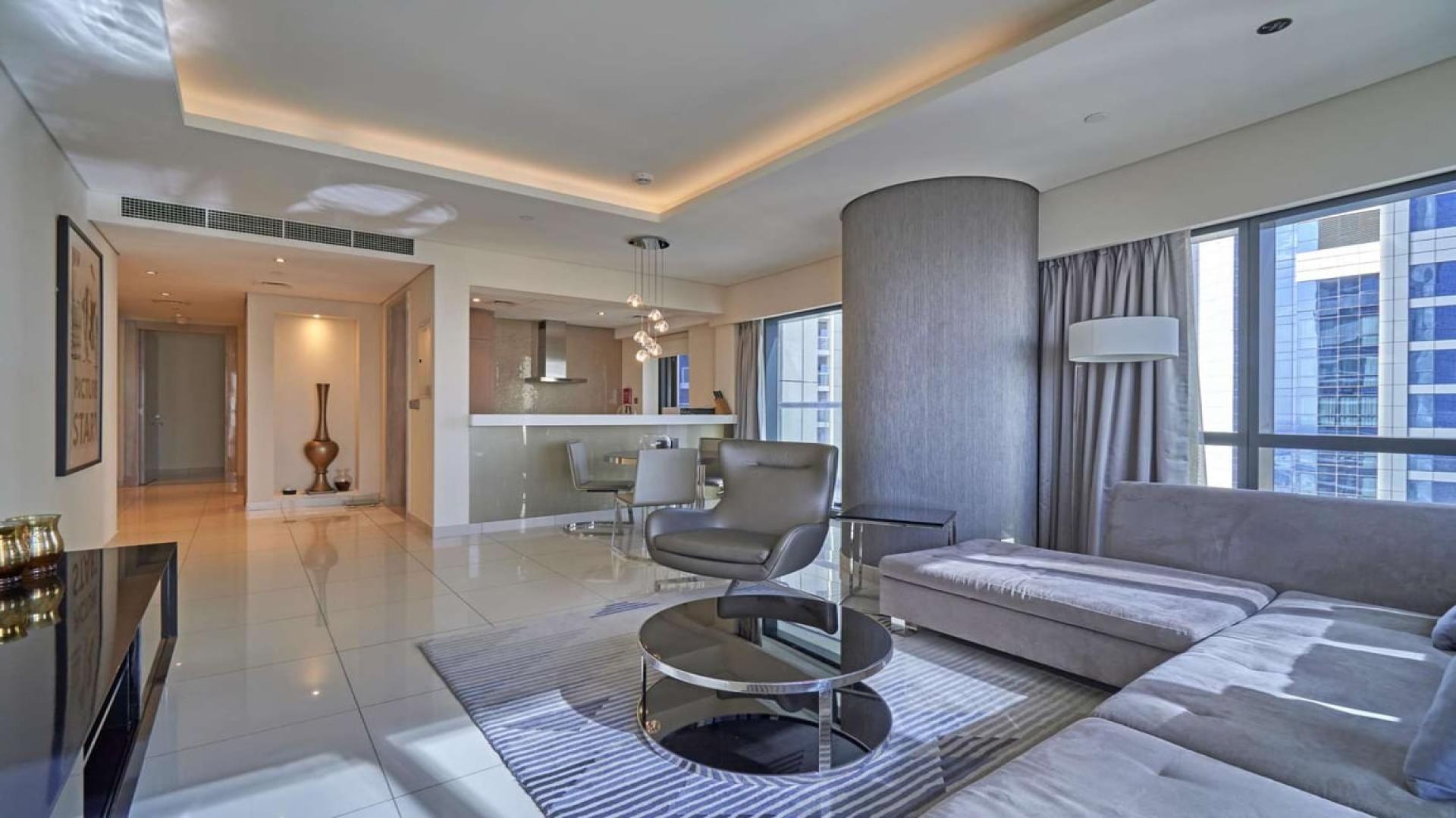 Modern living room in 2-bedroom apartment, Paramount Towers, Business Bay, Dubai for rent