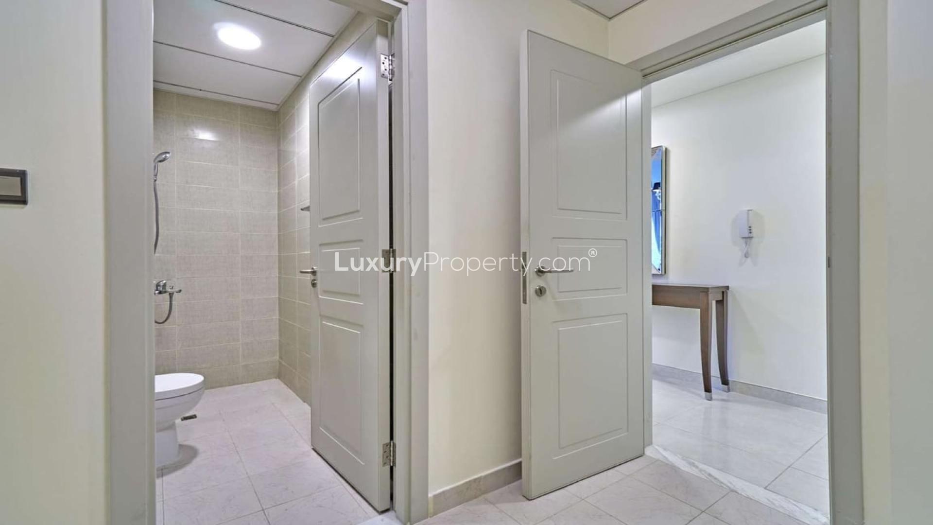 Elegant living room in 2-bedroom apartment, Polo Residence, Meydan City, spacious and modern design