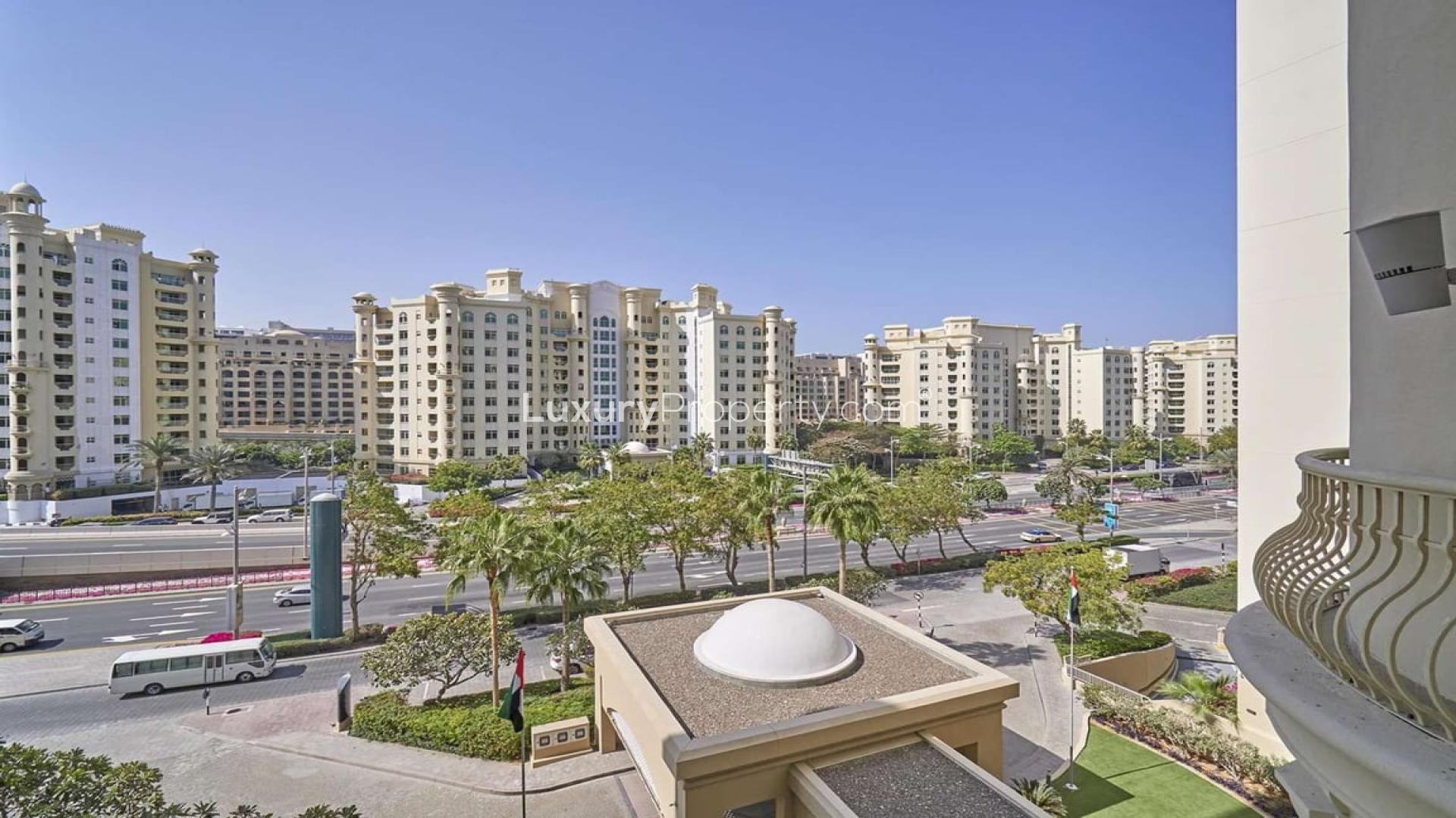Fully furnished living room in 2-bedroom apartment, Shoreline Apartments, Palm Jumeirah