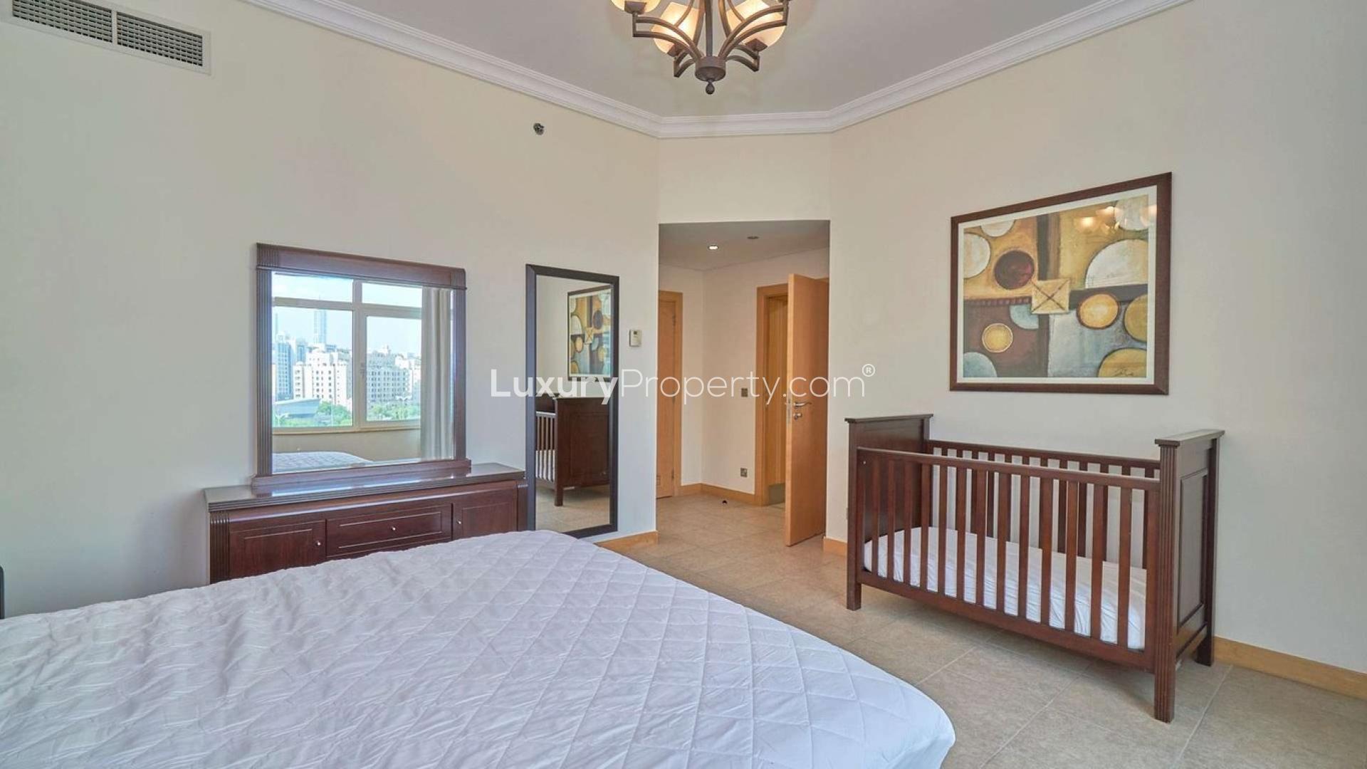 Fully furnished bedroom with crib in Shoreline Apartment, Palm Jumeirah for rent