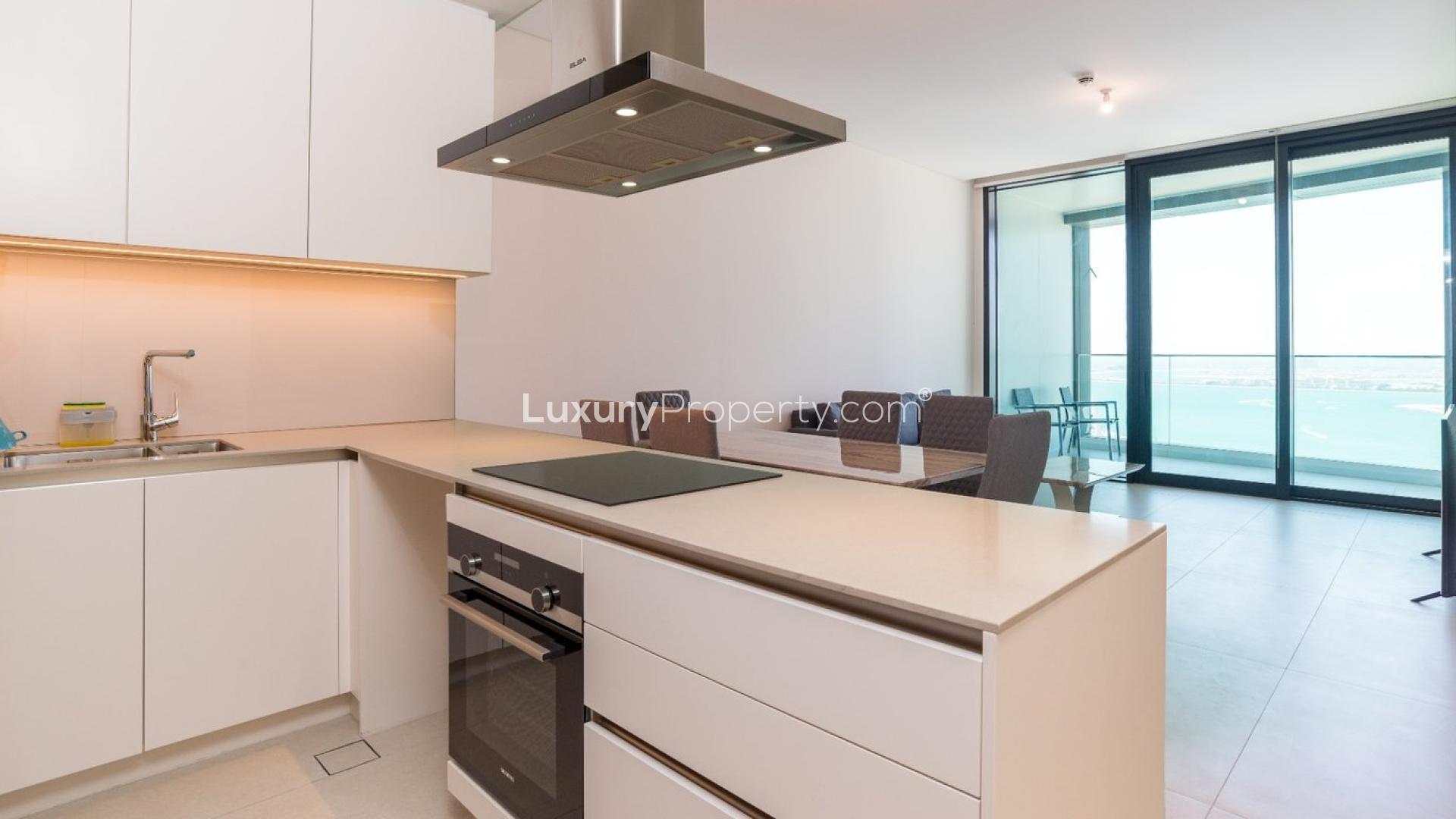 Furnished kitchen and dining area with sea view in Address Jumeirah Beach apartment