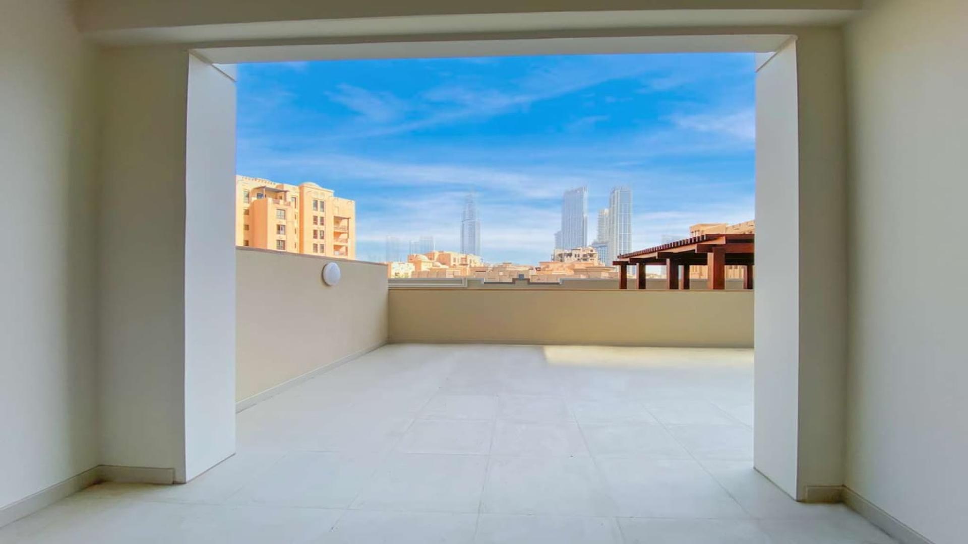 "Spacious terrace view from two-bedroom apartment in Bellevue Towers, Downtown Dubai.",Massive terrace view in modern Downtown Dubai apartment, Bellevue Towers, available for rent