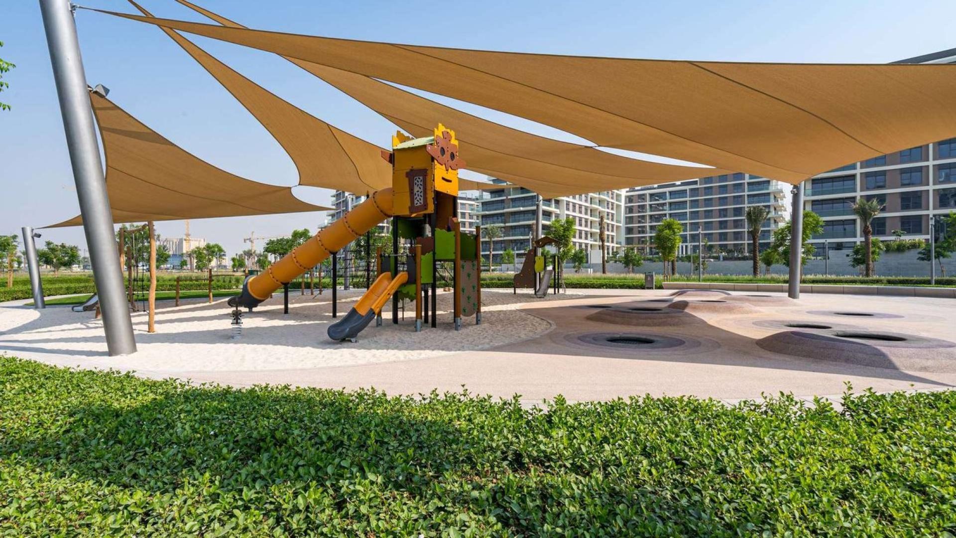 Modern kitchen in two-bedroom apartment, Acacia Park Heights, Emaar South, Dubai, for rent