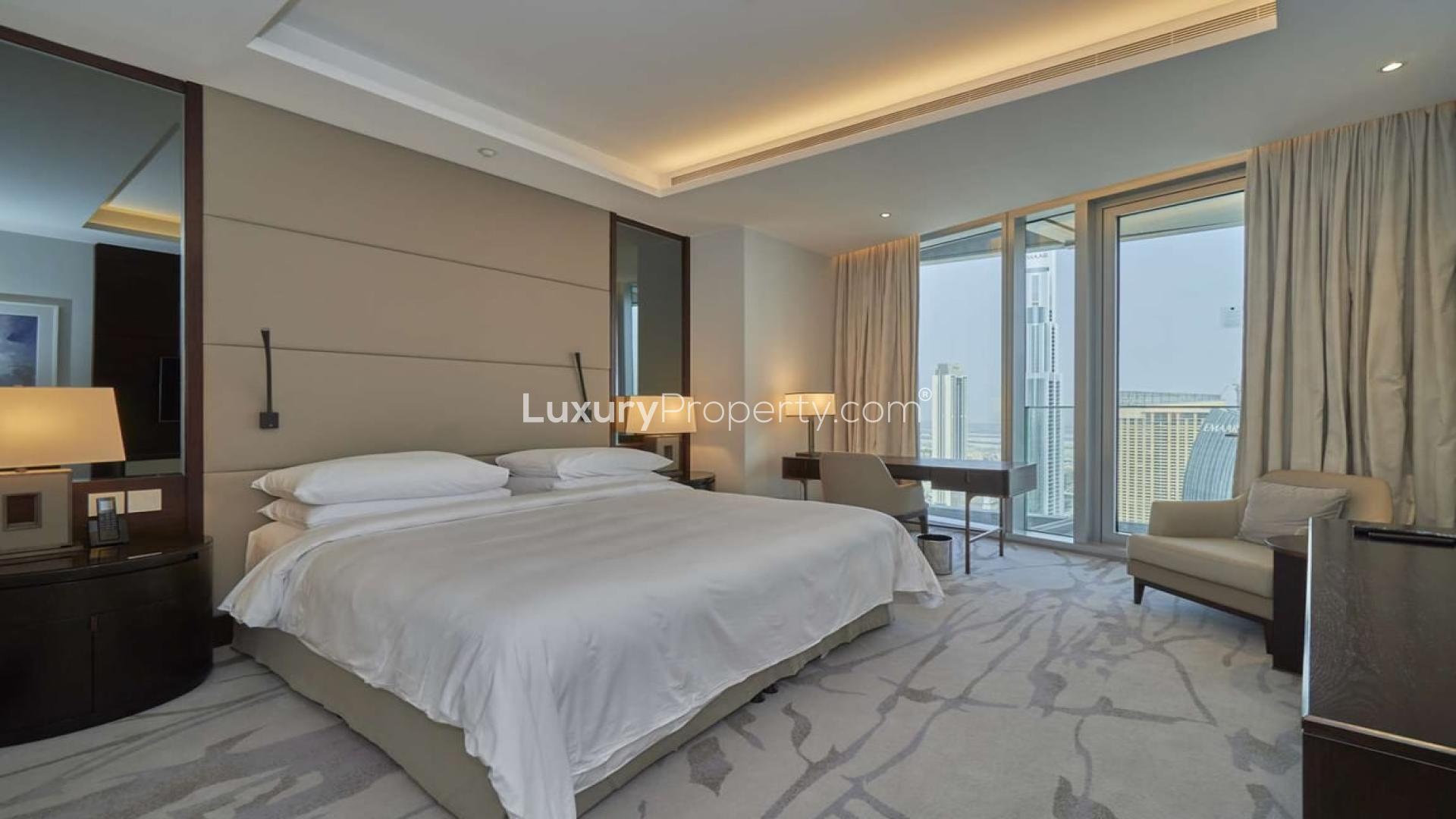Luxurious living area in Downtown Dubai apartment, The Address Sky View Towers, for rent