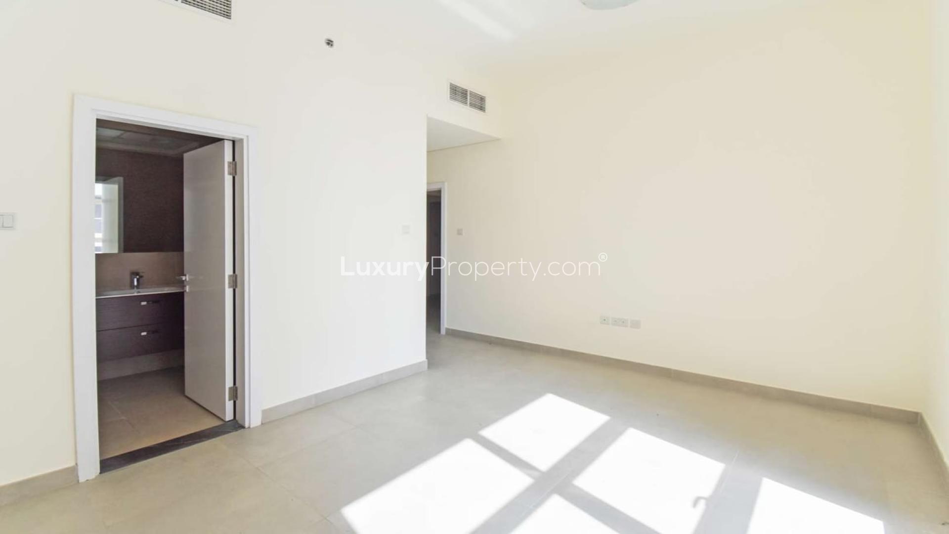 Outdoor pool at Marina Arcade Tower apartment, Dubai Marina. Modern amenities for luxury living