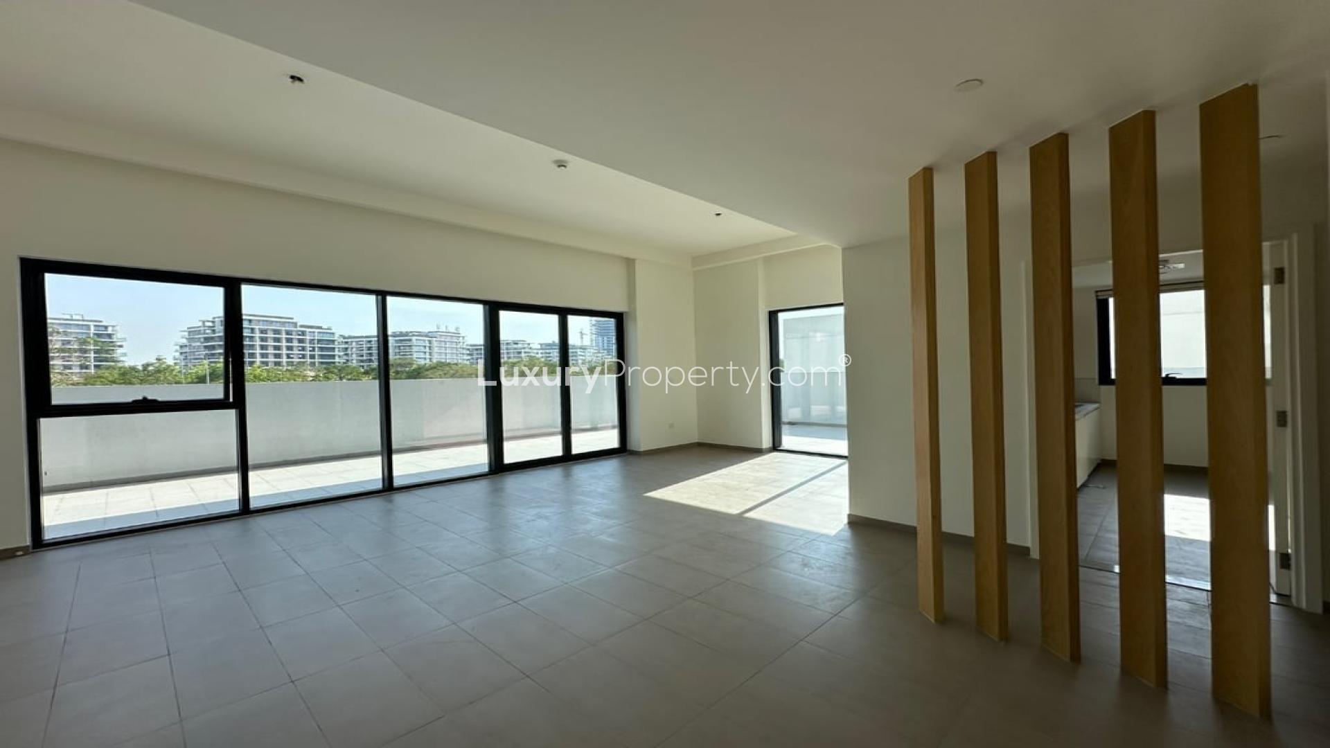 Park view from Dubai Hills Estate apartment in Executive Residences, available for rent