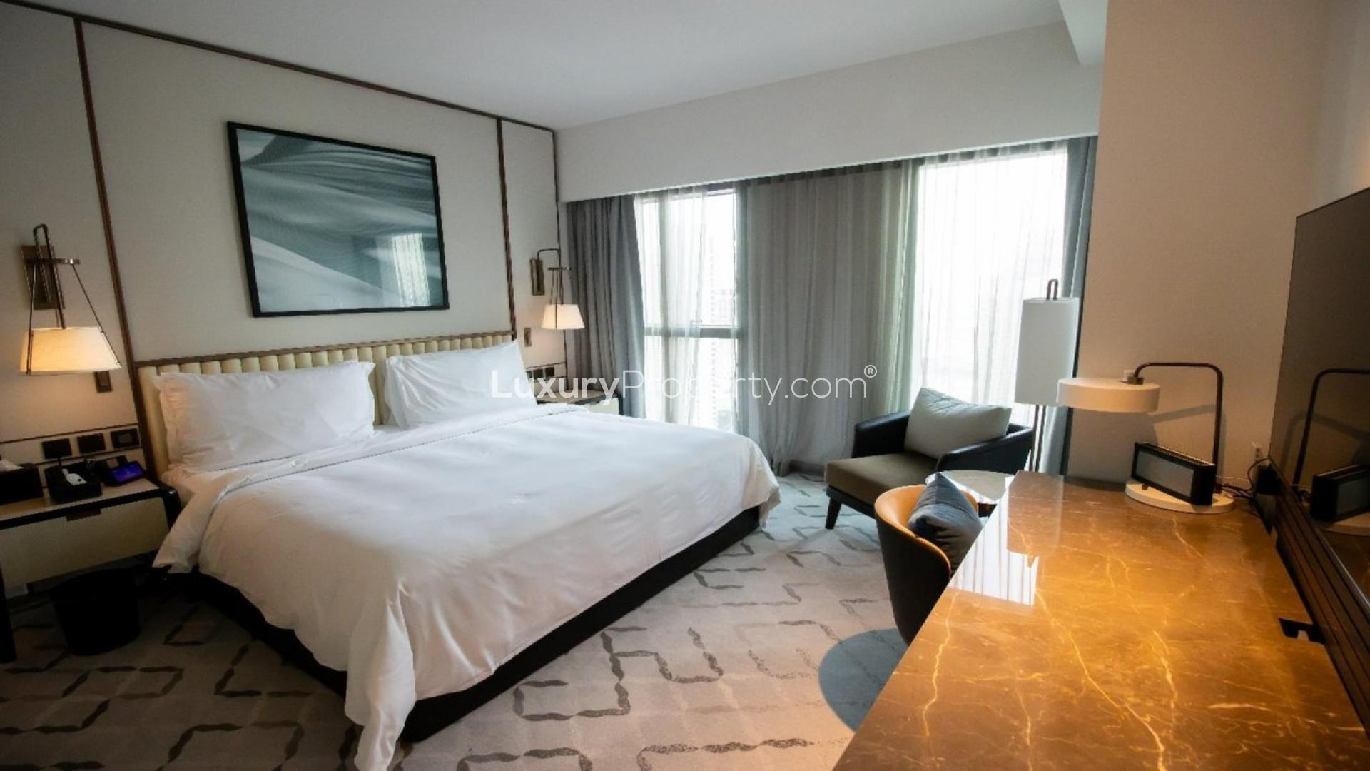 Luxury bedroom in 2-bedroom apartment at Address Harbour Point, Dubai Creek Harbour