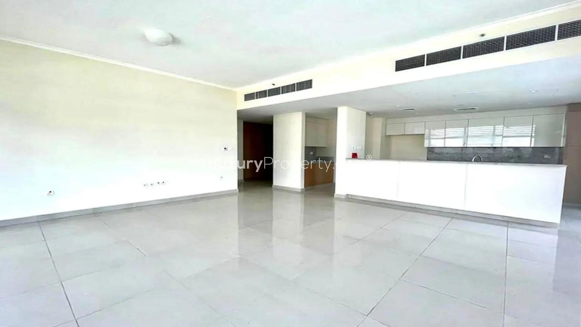 Unfurnished apartment living area with large windows in Dubai Hills Estate, Park Heights